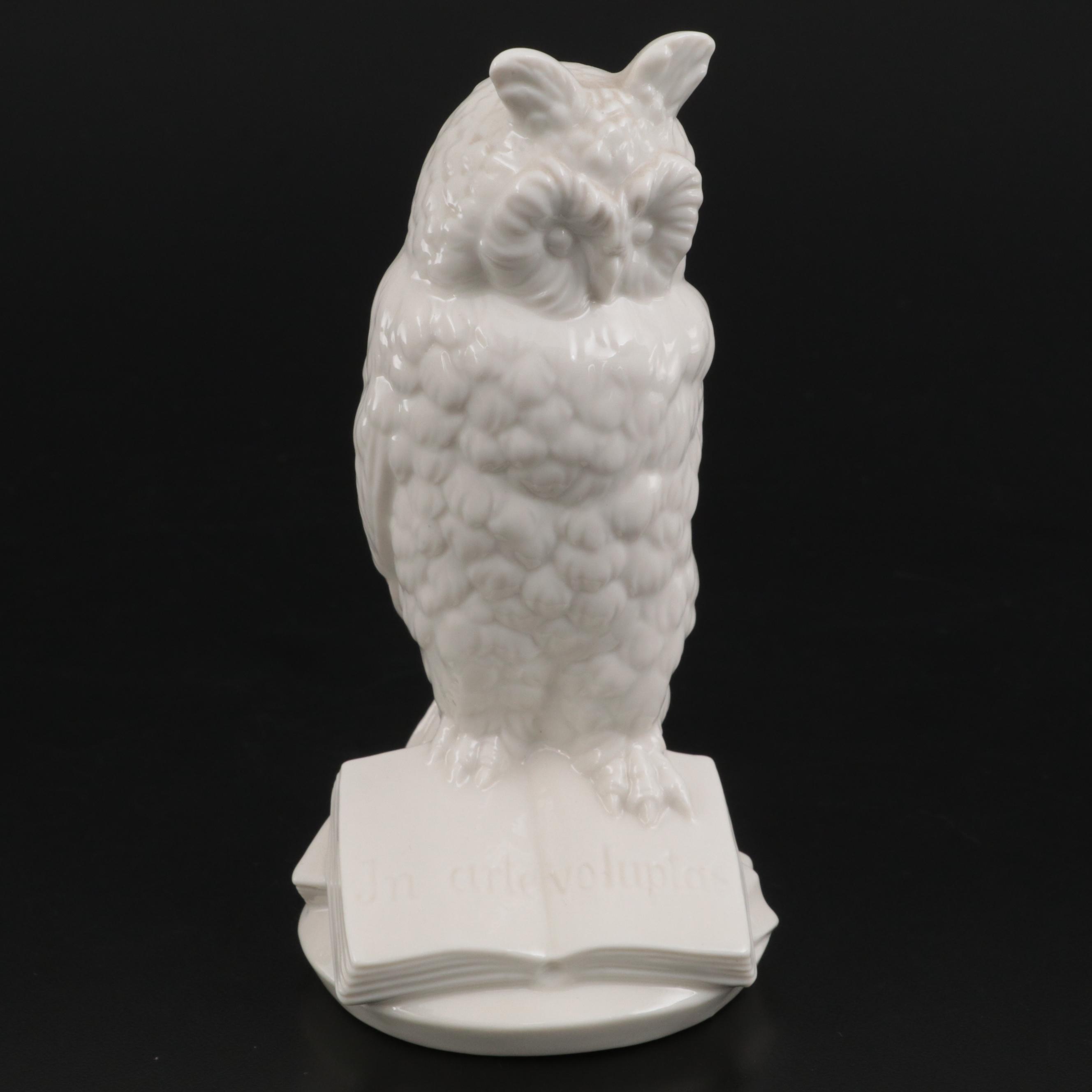 Nymphenburg Glazed Porcelain Owl Figurine, 20th Century