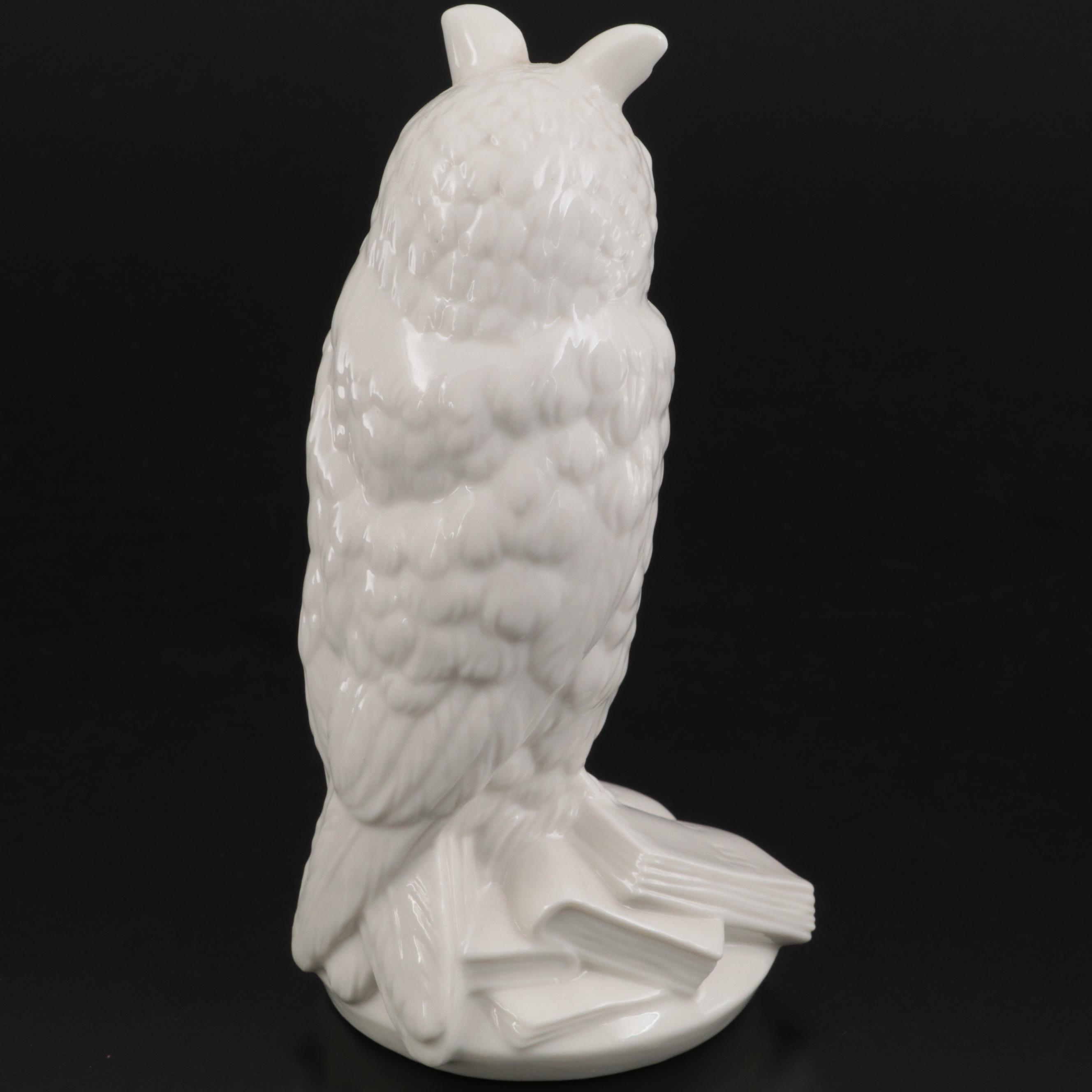 Nymphenburg Glazed Porcelain Owl Figurine, 20th Century