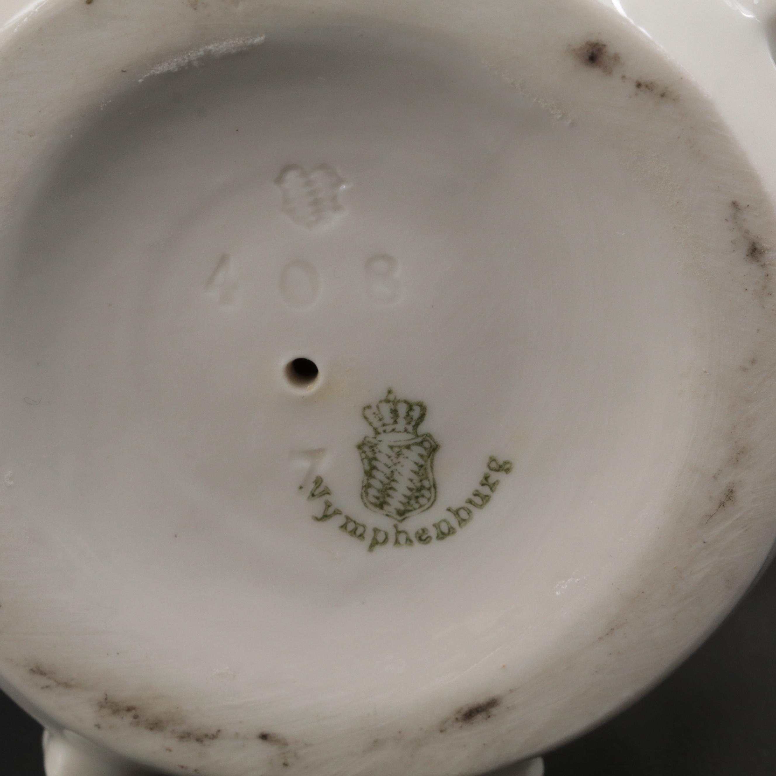 Nymphenburg Glazed Porcelain Owl Figurine, 20th Century