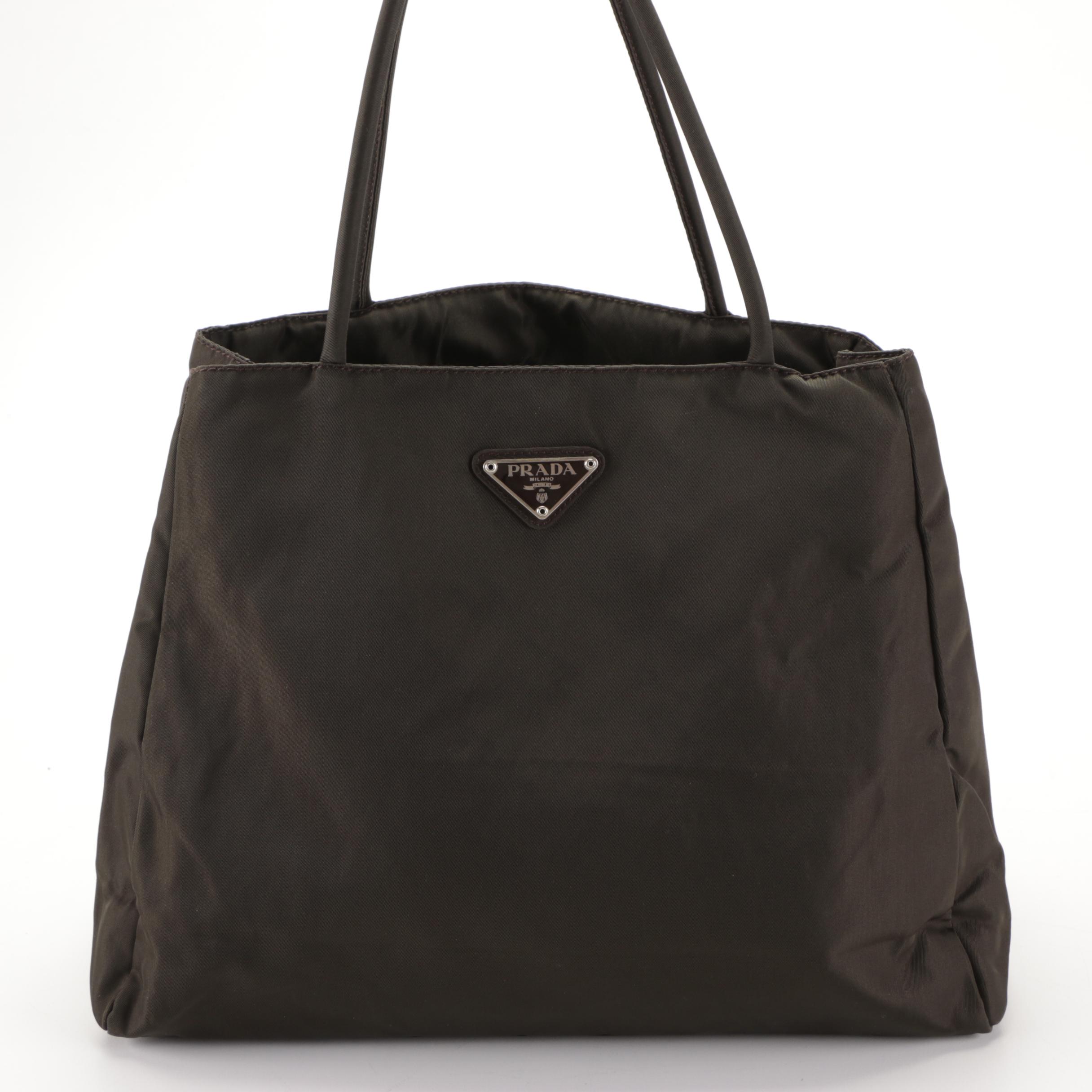 Prada Tessuto Tote Bag in Khaki Green Nylon