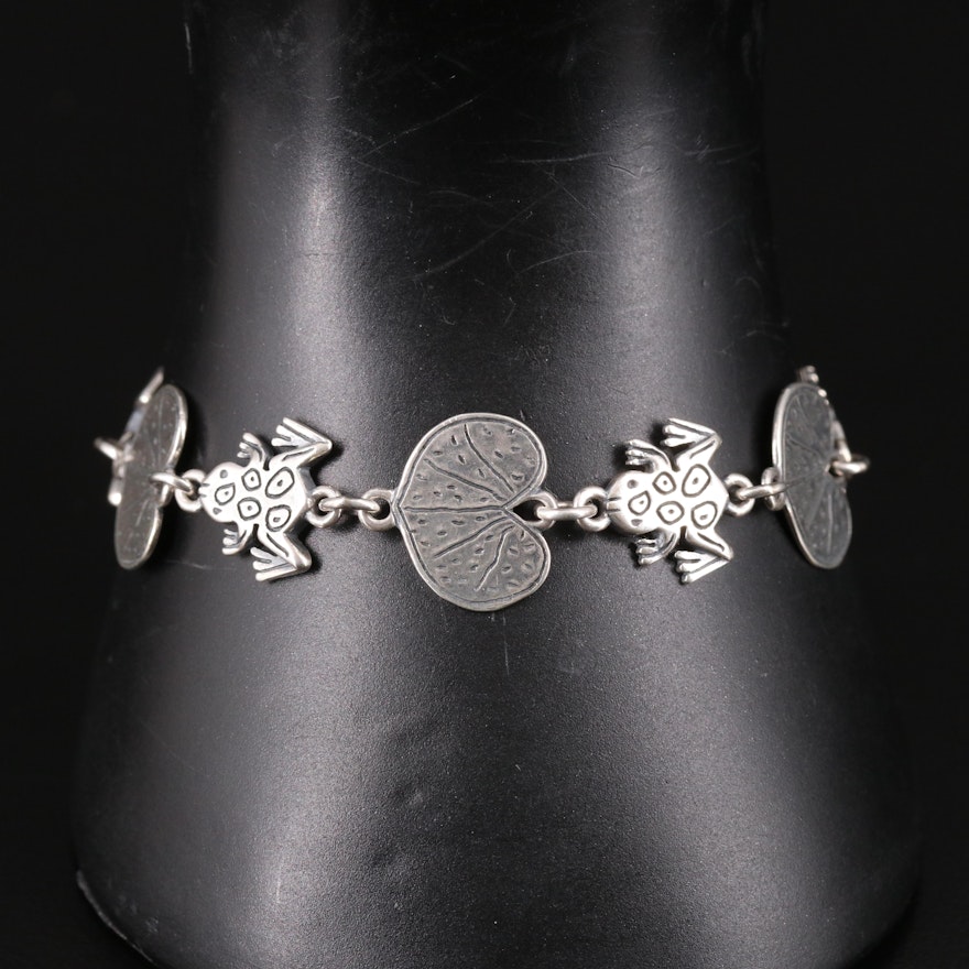 James Avery Sterling Frog and Lily Pad Bracelet