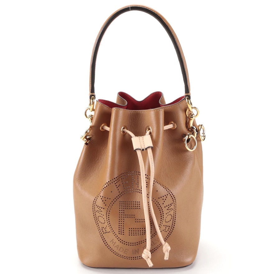 Fendi Mon Tresor Perforated Logo Leather Bucket Bag