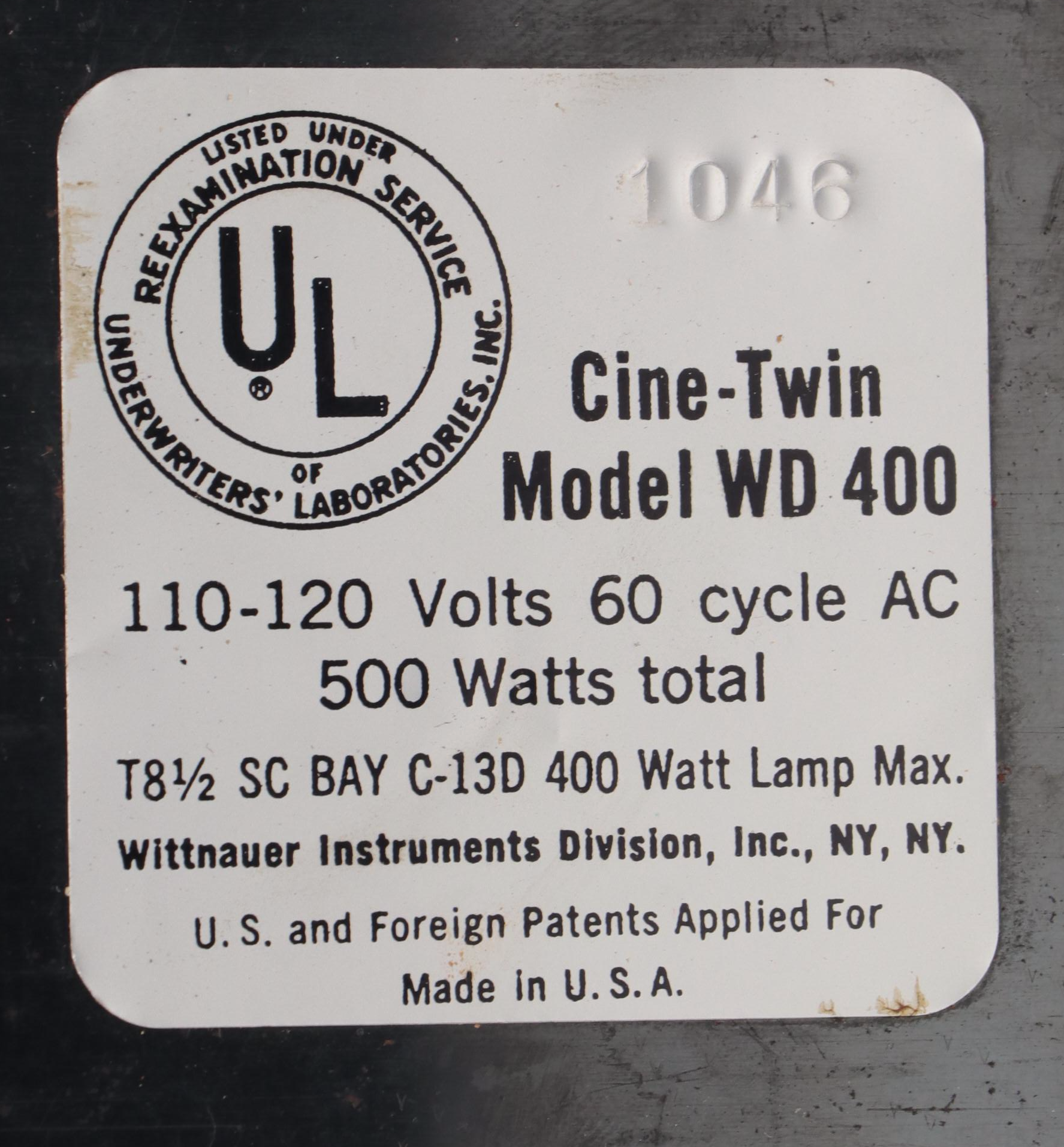 Wittnaur Cine-Twin Automatic 8mm Video Camera and Projector Set, 1957