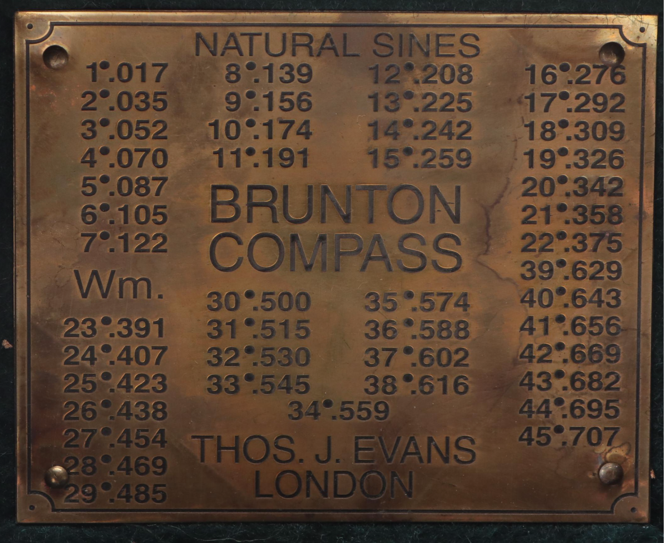 Thomas J. Evans London Brass Maritime Brunton Compass, Early 20th Century