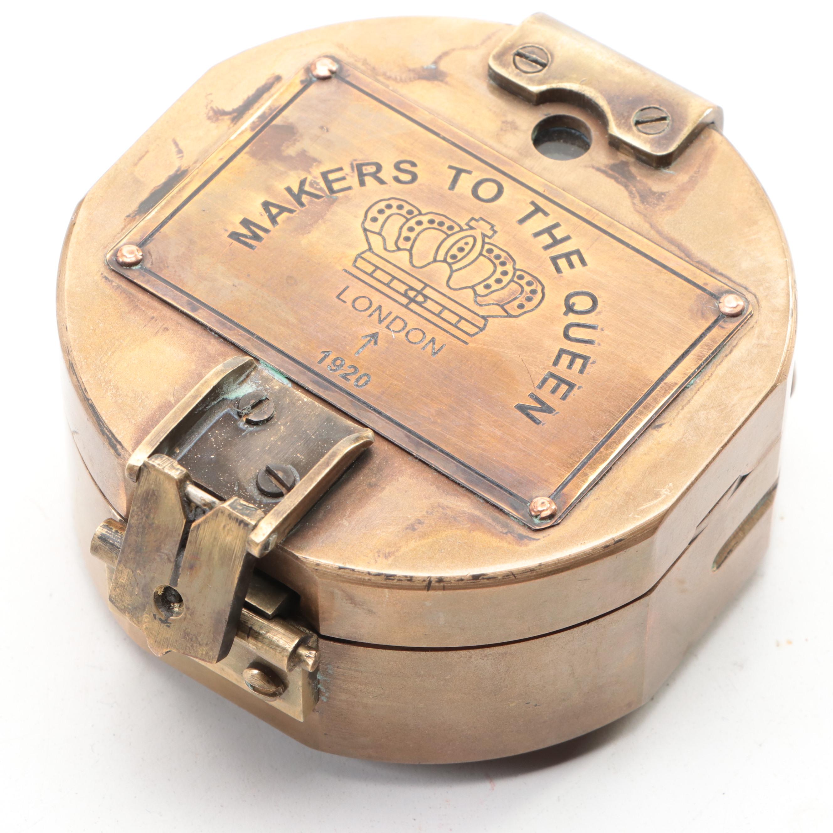 Thomas J. Evans London Brass Maritime Brunton Compass, Early 20th Century