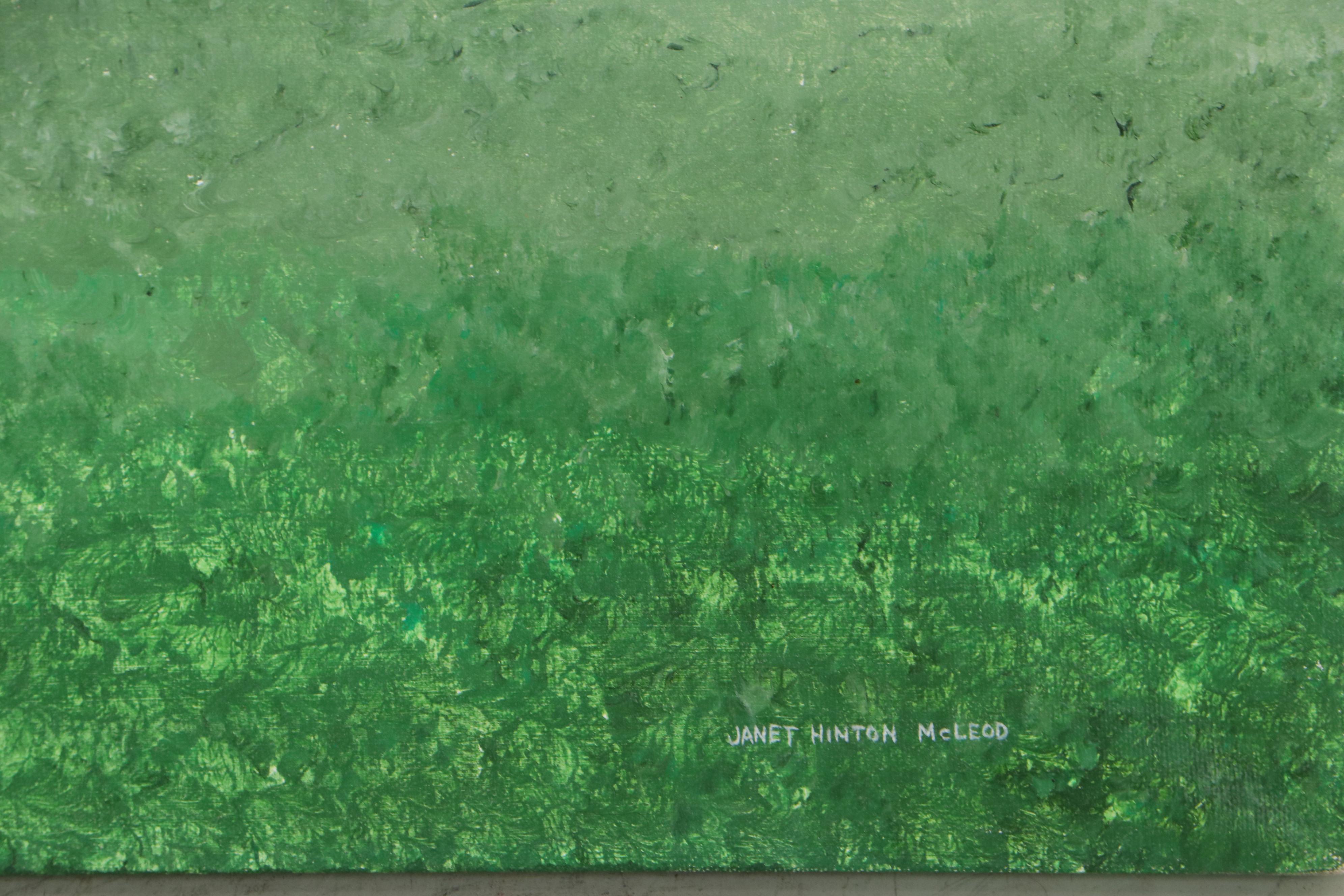 Janet Hinton McLeod Pastoral Landscape Acrylic Painting of English Fields, 1988