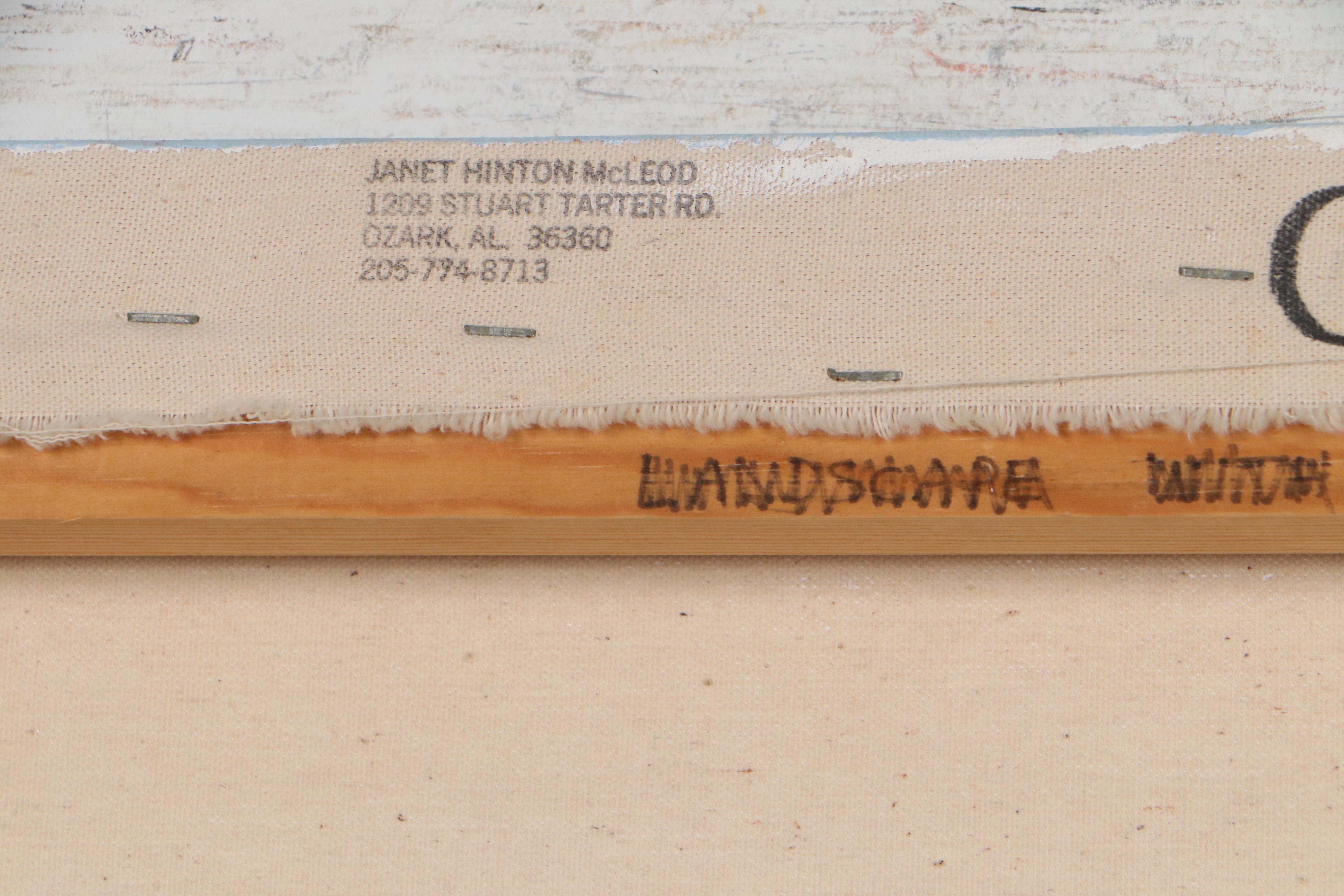 Janet Hinton McLeod Pastoral Landscape Acrylic Painting of English Fields, 1988