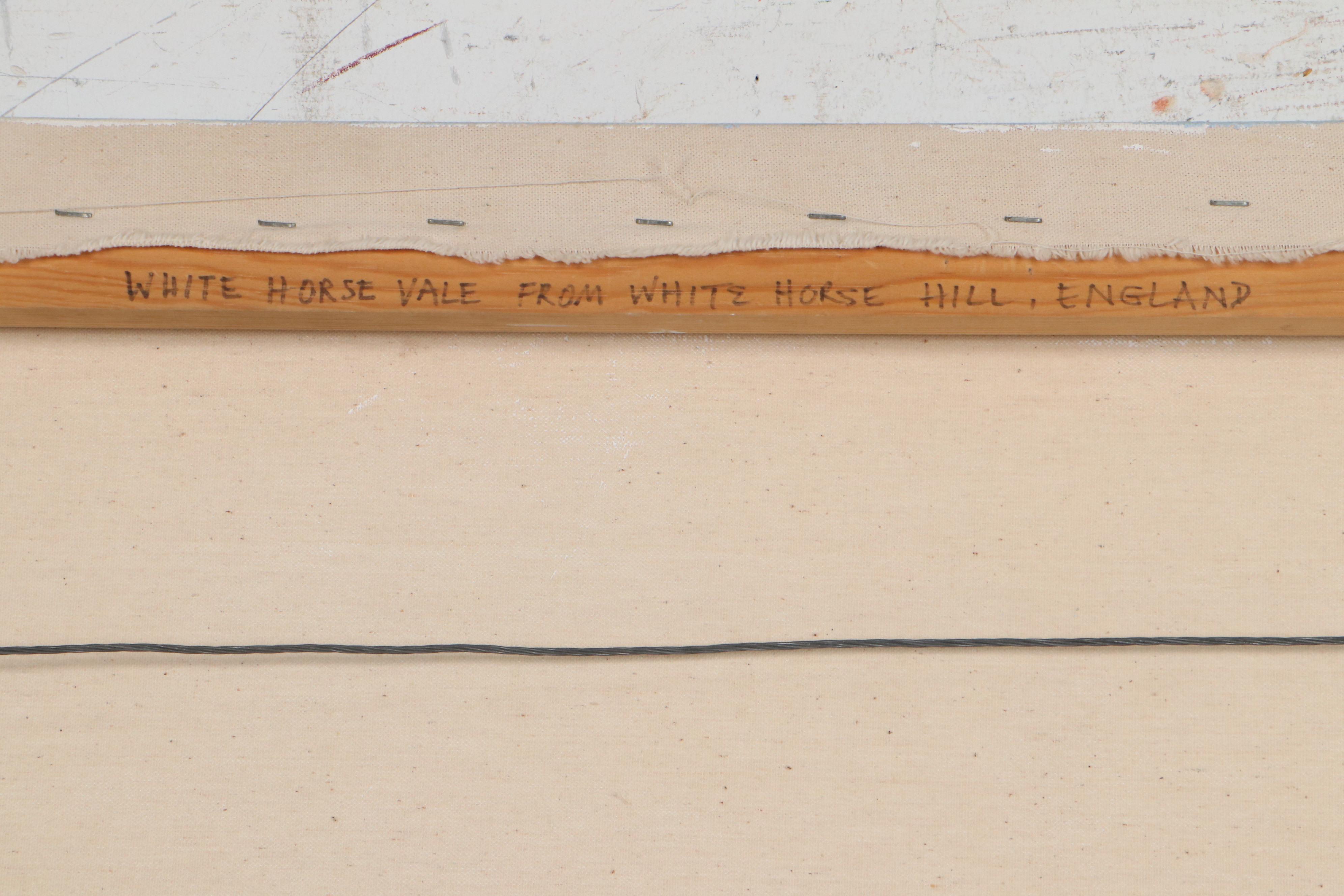 Janet Hinton McLeod Pastoral Landscape Acrylic Painting of English Fields, 1988