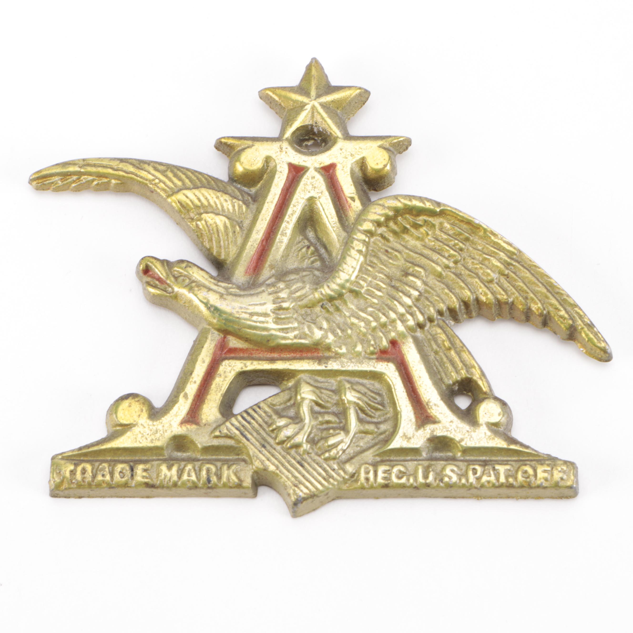 Anheuser-Busch Eagle Logo Badge and Wood Plaque