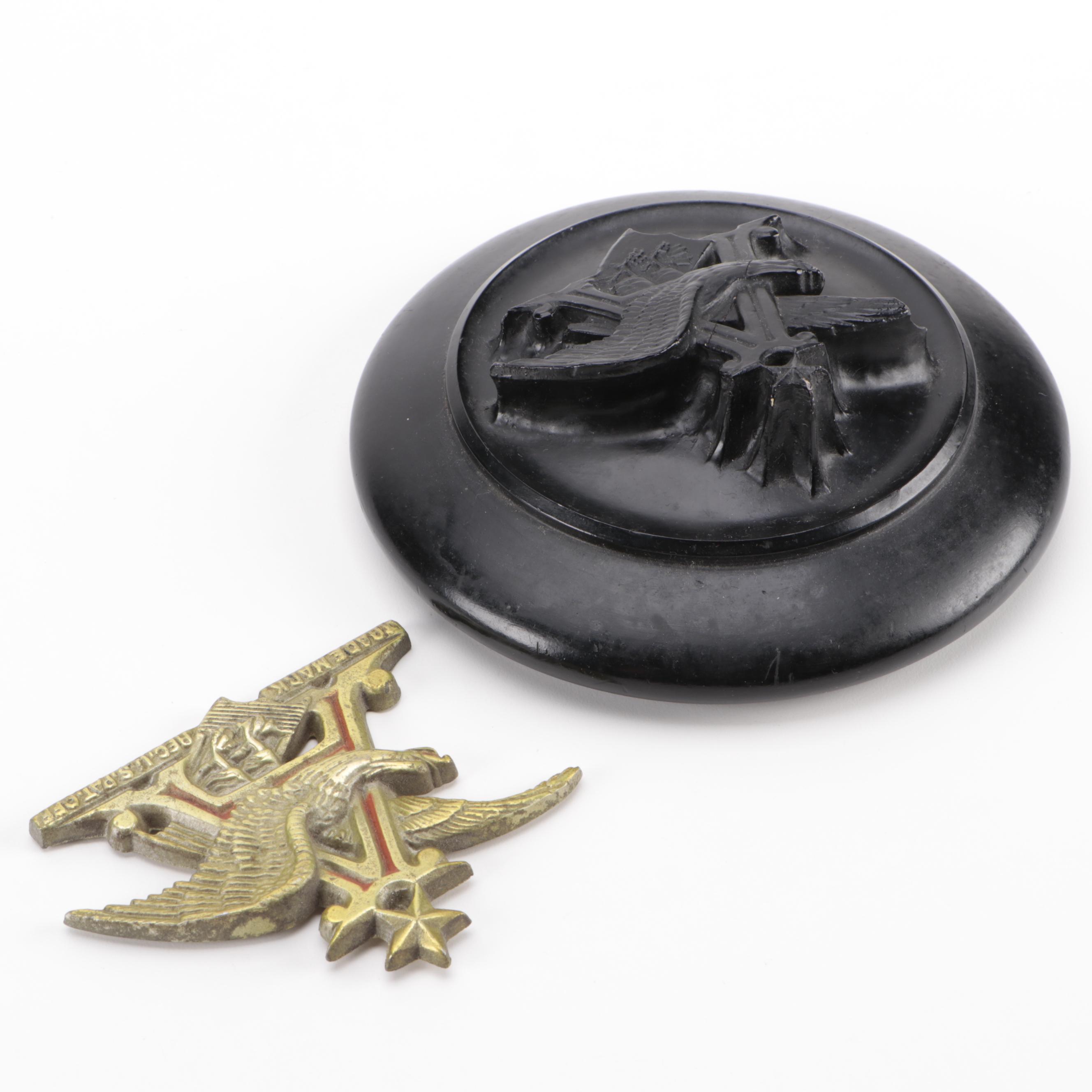 Anheuser-Busch Eagle Logo Badge and Wood Plaque