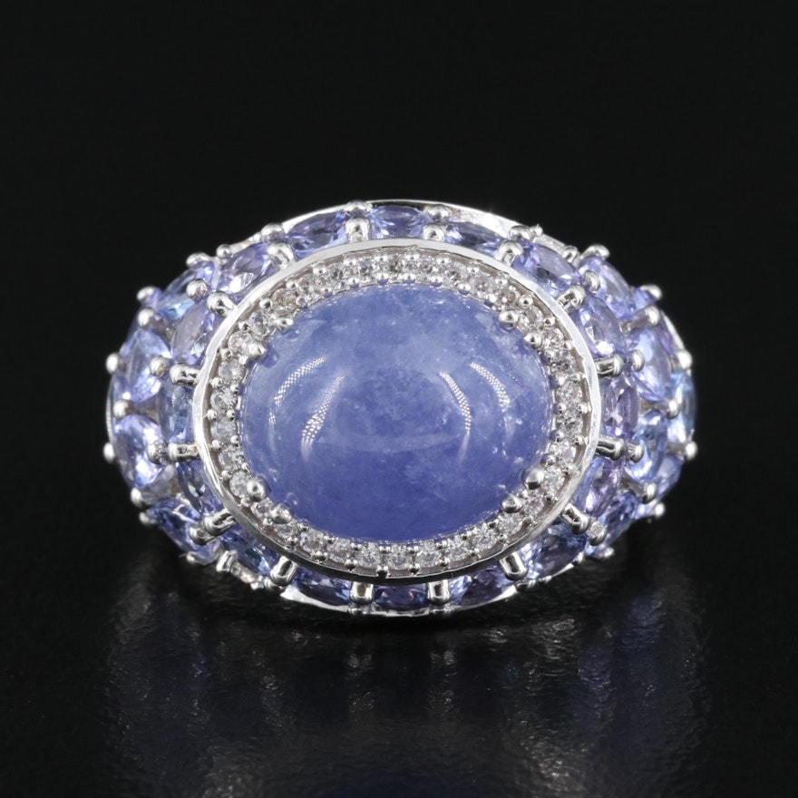 Sterling Tanzanite and Sapphire Ring
