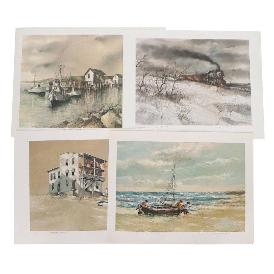 Robert Fabe Offset Lithographs Including "August Morning," Late 20th Century