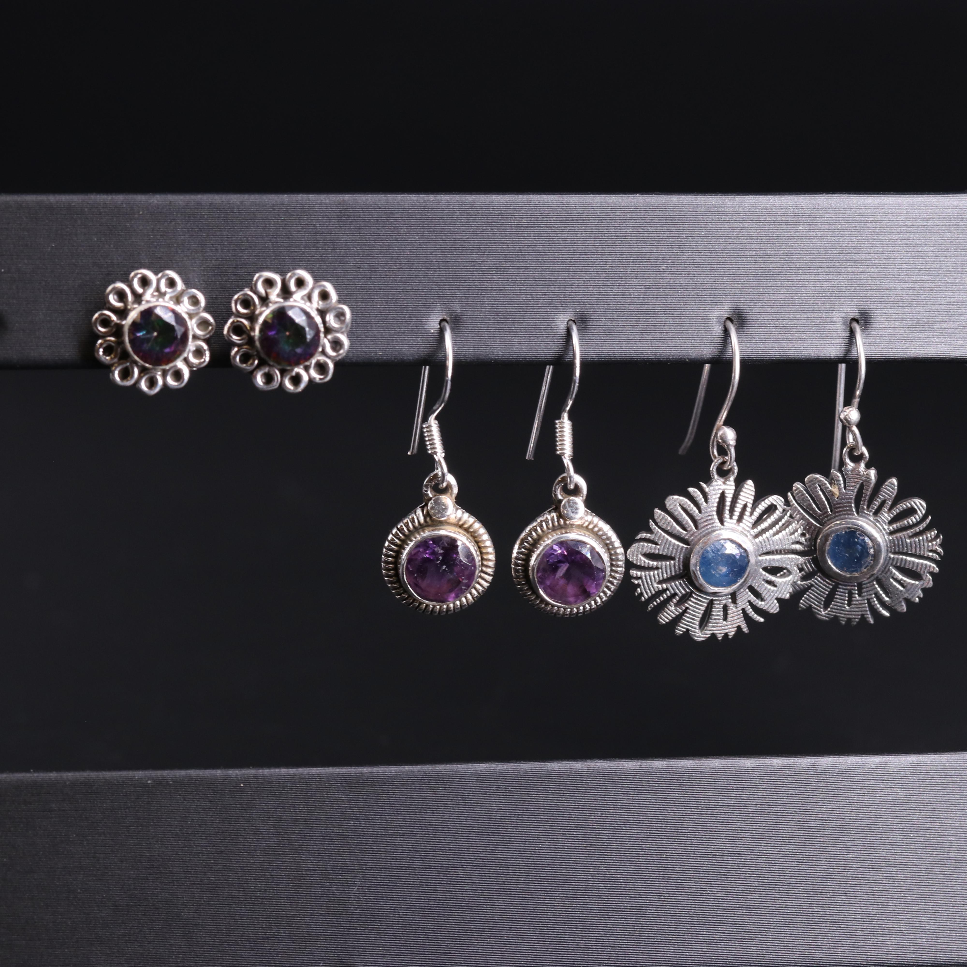 Sterling Silver Earring Collection Including Gemstones