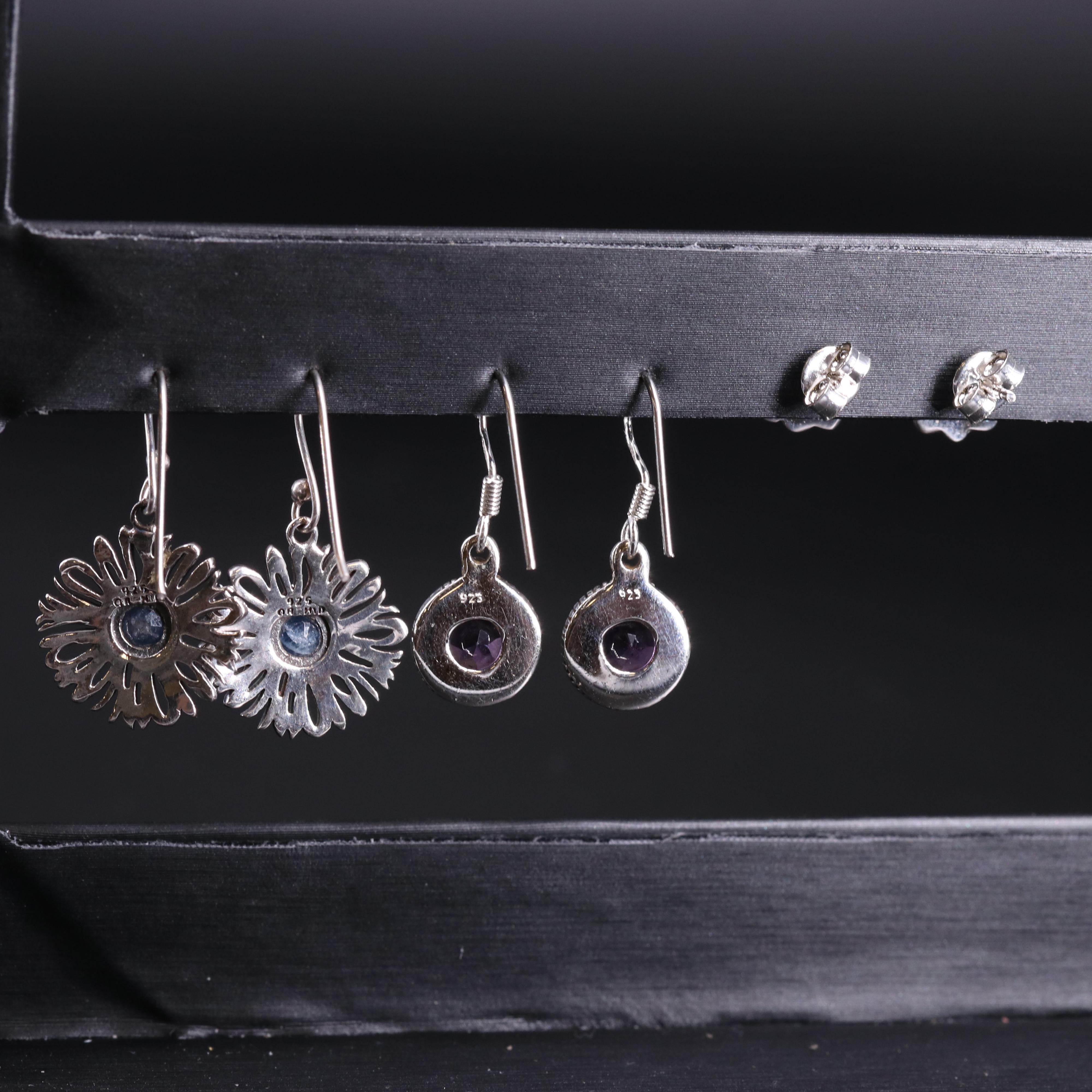 Sterling Silver Earring Collection Including Gemstones