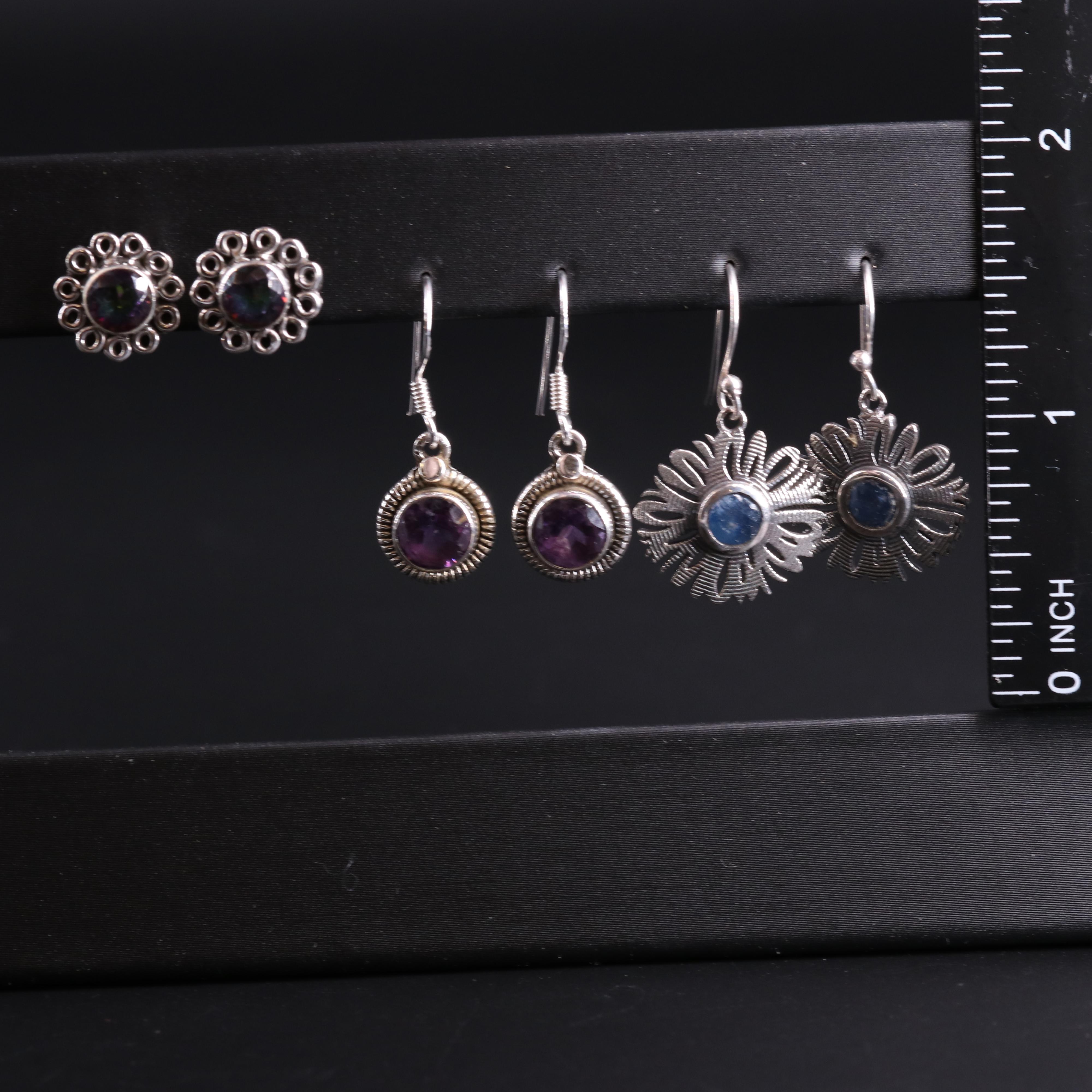 Sterling Silver Earring Collection Including Gemstones