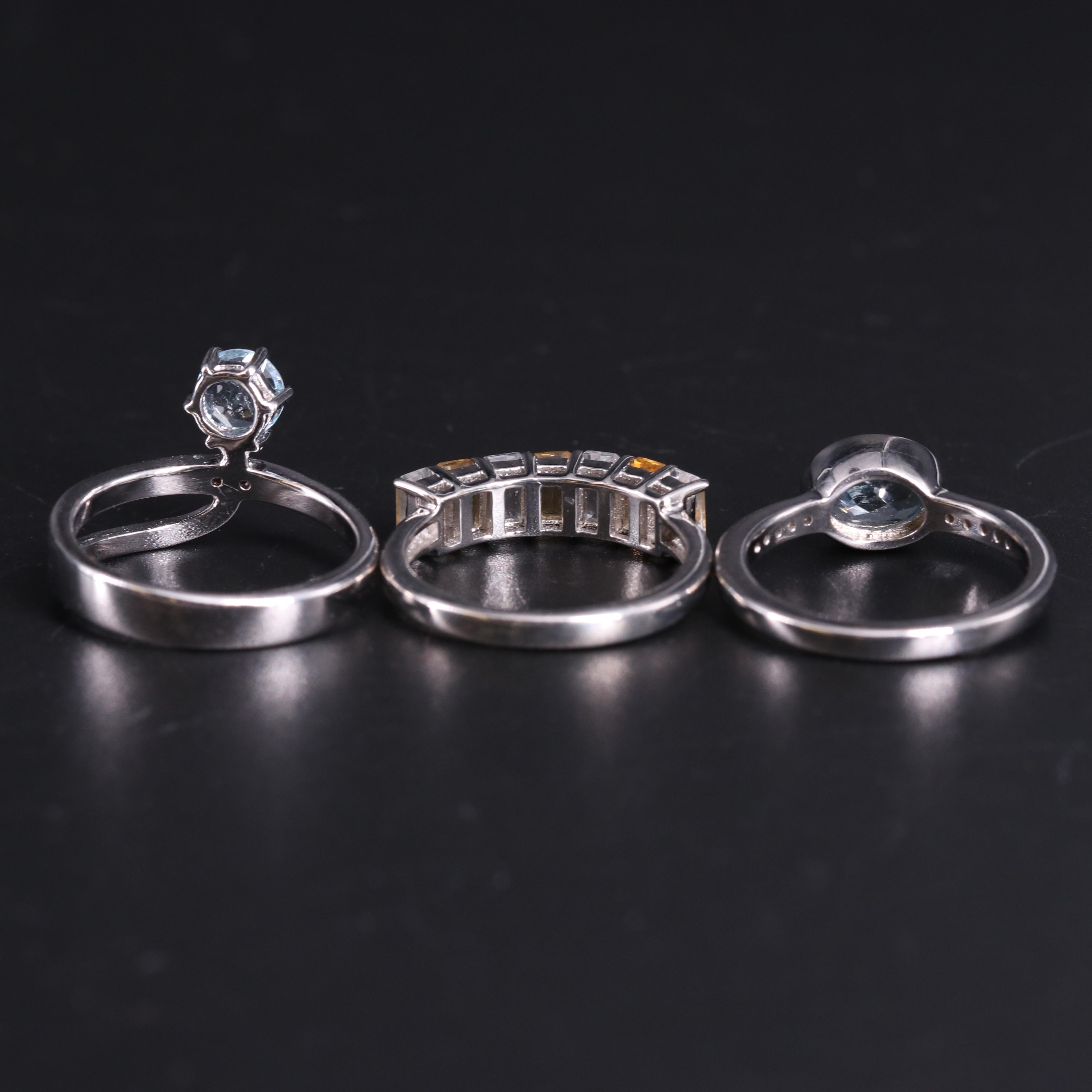 Assortment of Sterling Silver Gemstone Rings