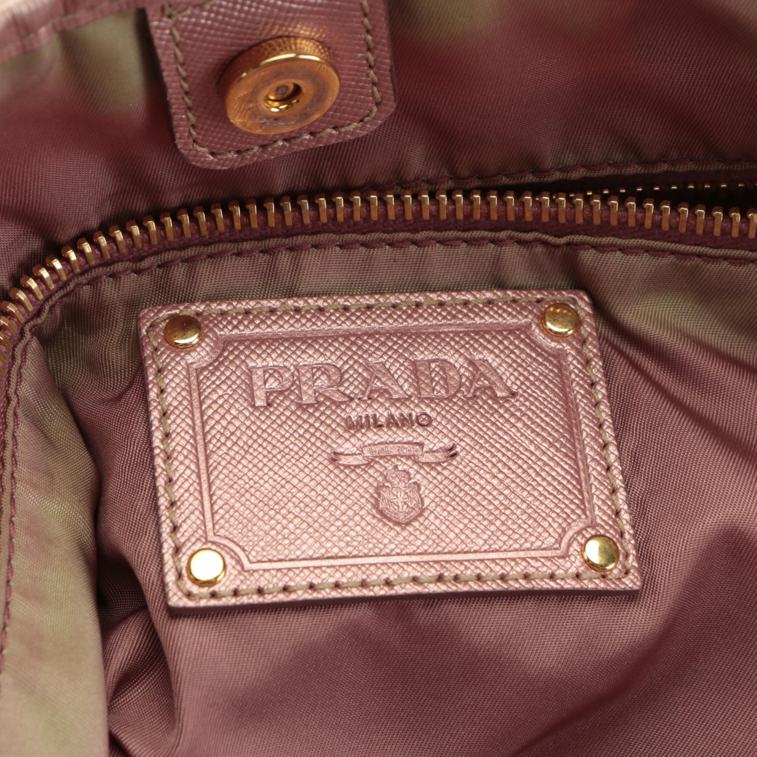 Prada Tote Bag in Floral Print Tessuto Nylon and Saffiano Leather Trim