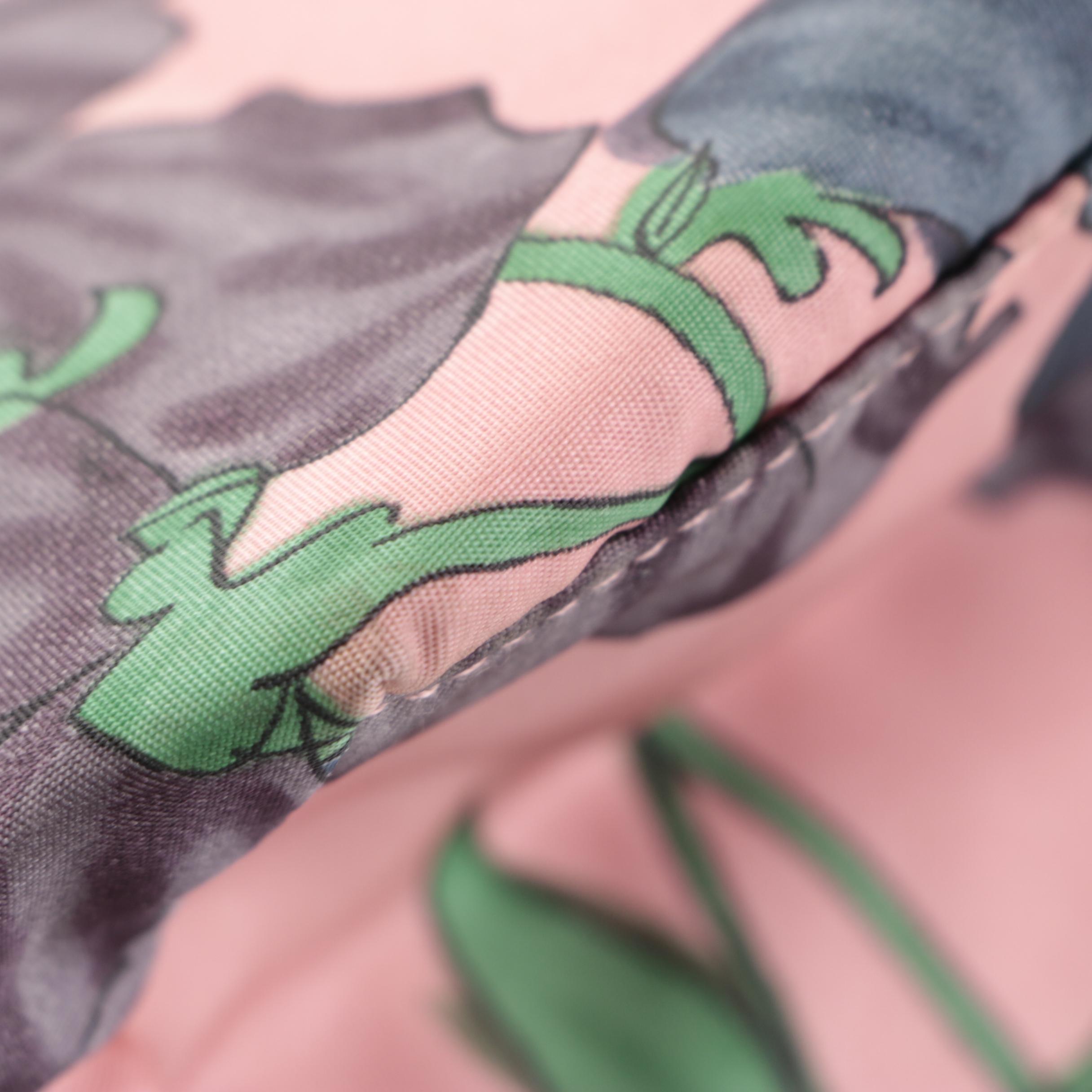 Prada Tote Bag in Floral Print Tessuto Nylon and Saffiano Leather Trim