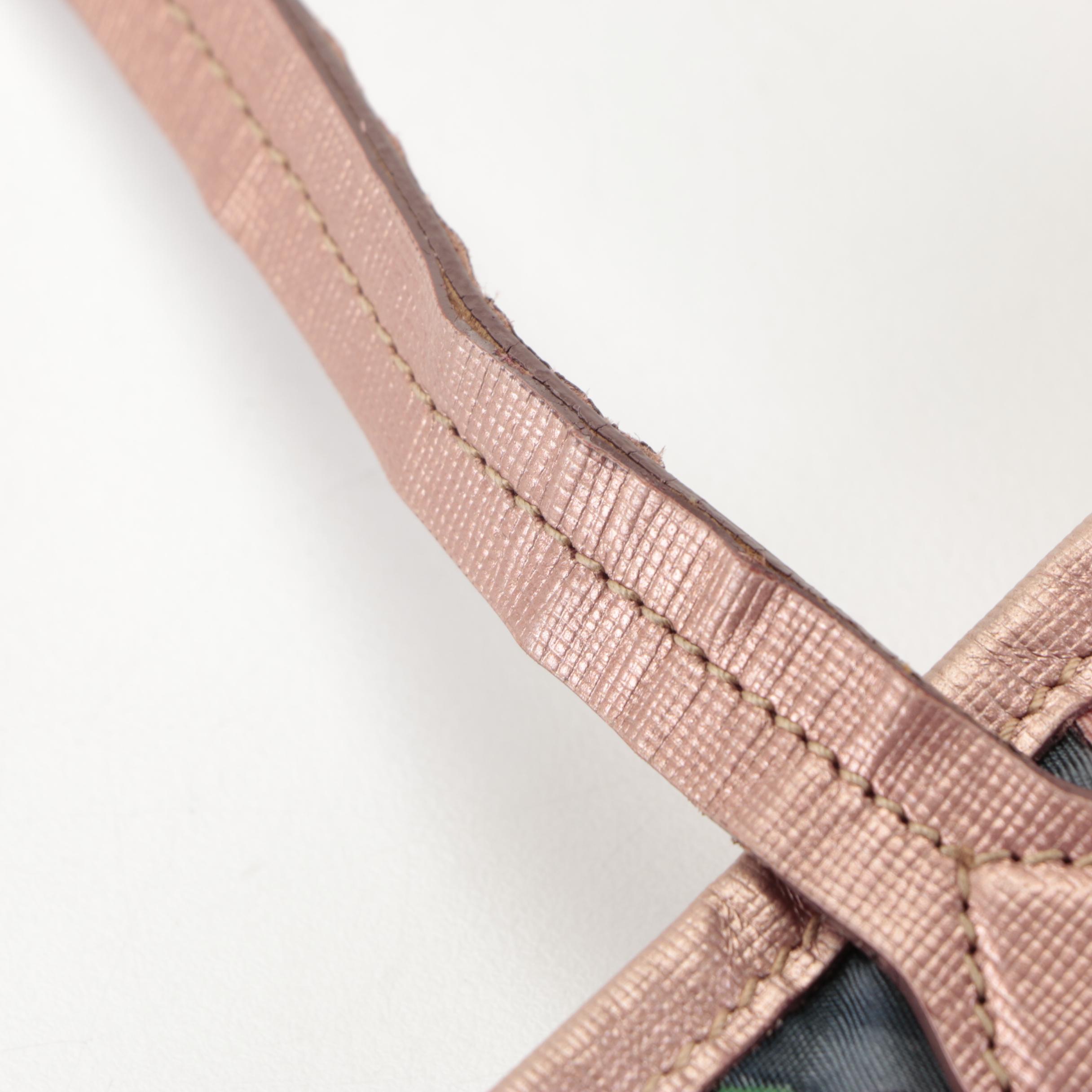 Prada Tote Bag in Floral Print Tessuto Nylon and Saffiano Leather Trim