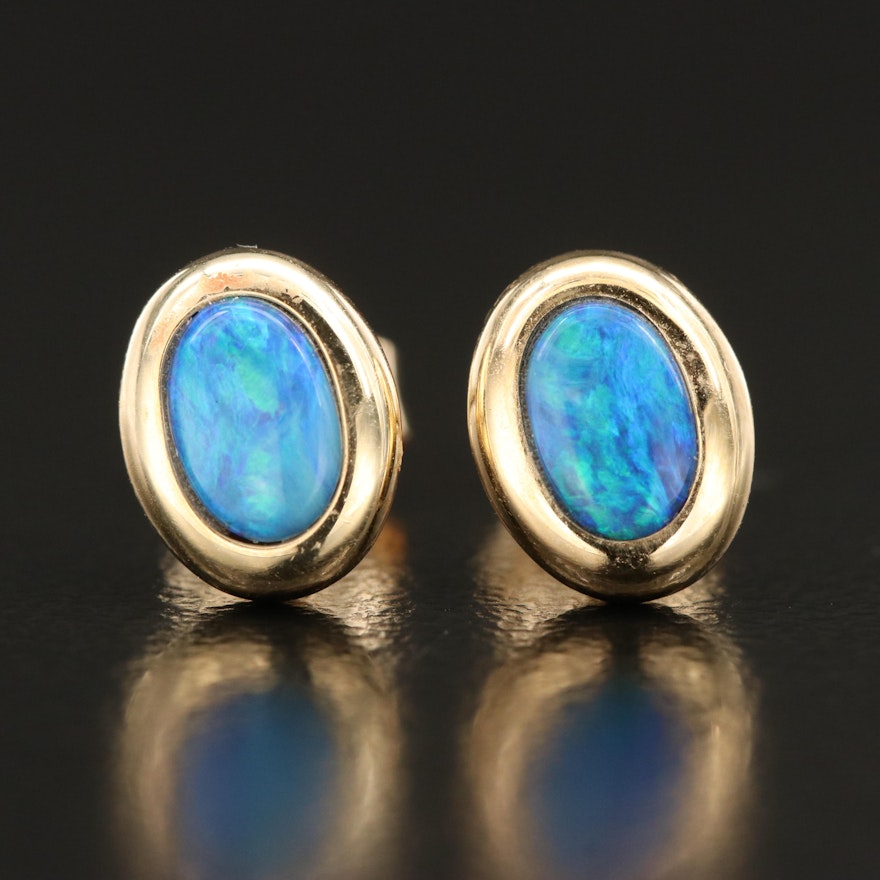 14K Opal Triplet Stud Earrings