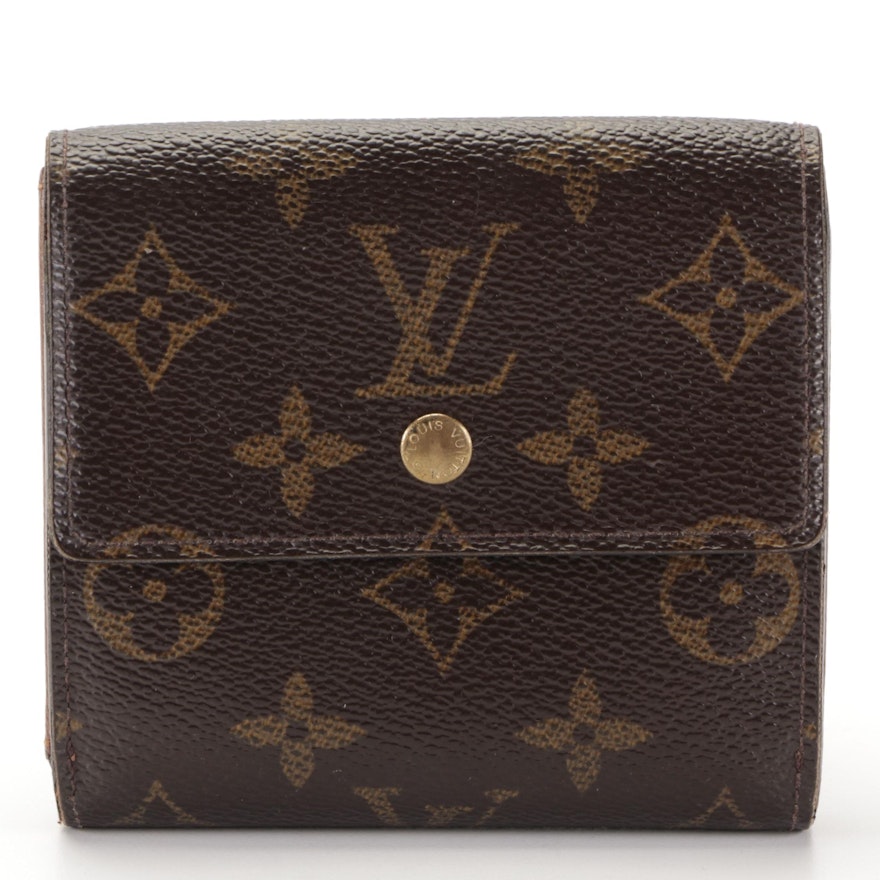 Louis Vuitton Portefeuille Elise French Flap Wallet in Monogram Canvas