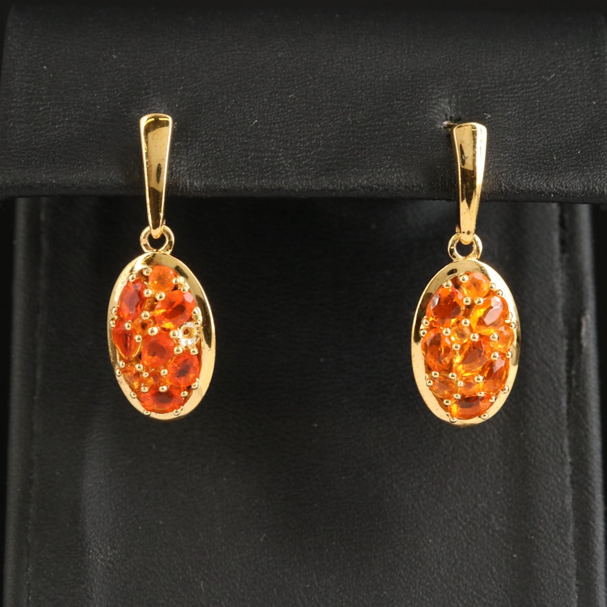 Sterling Fire Opal Earrings