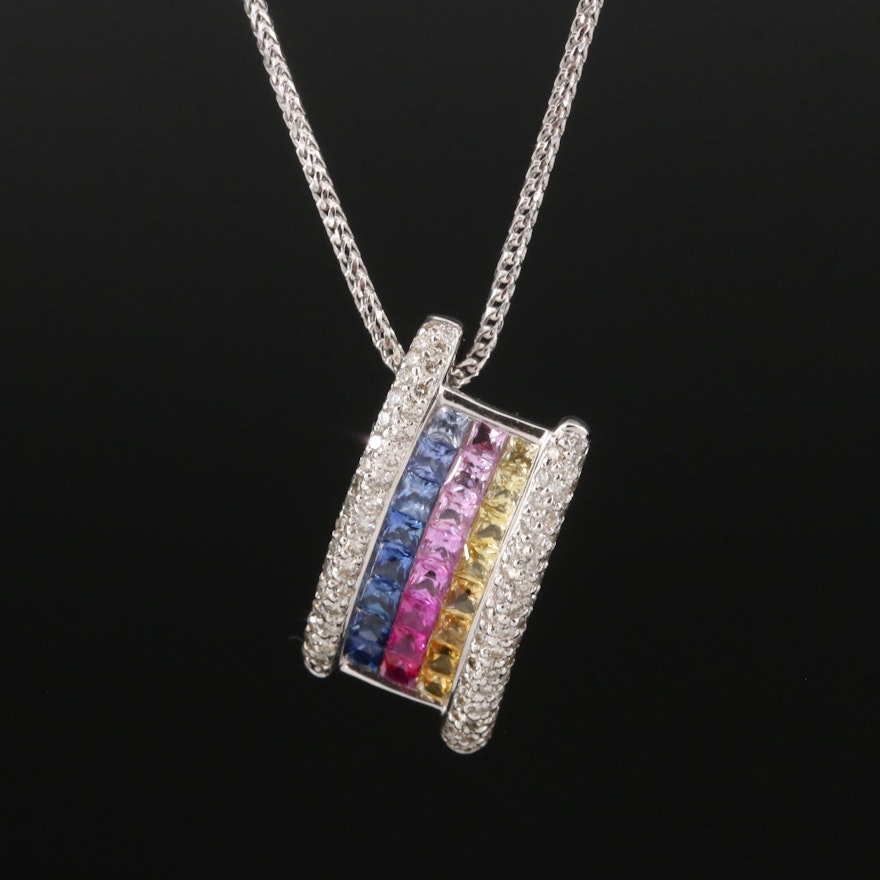 14K Sapphire and Diamond Pendant Necklace