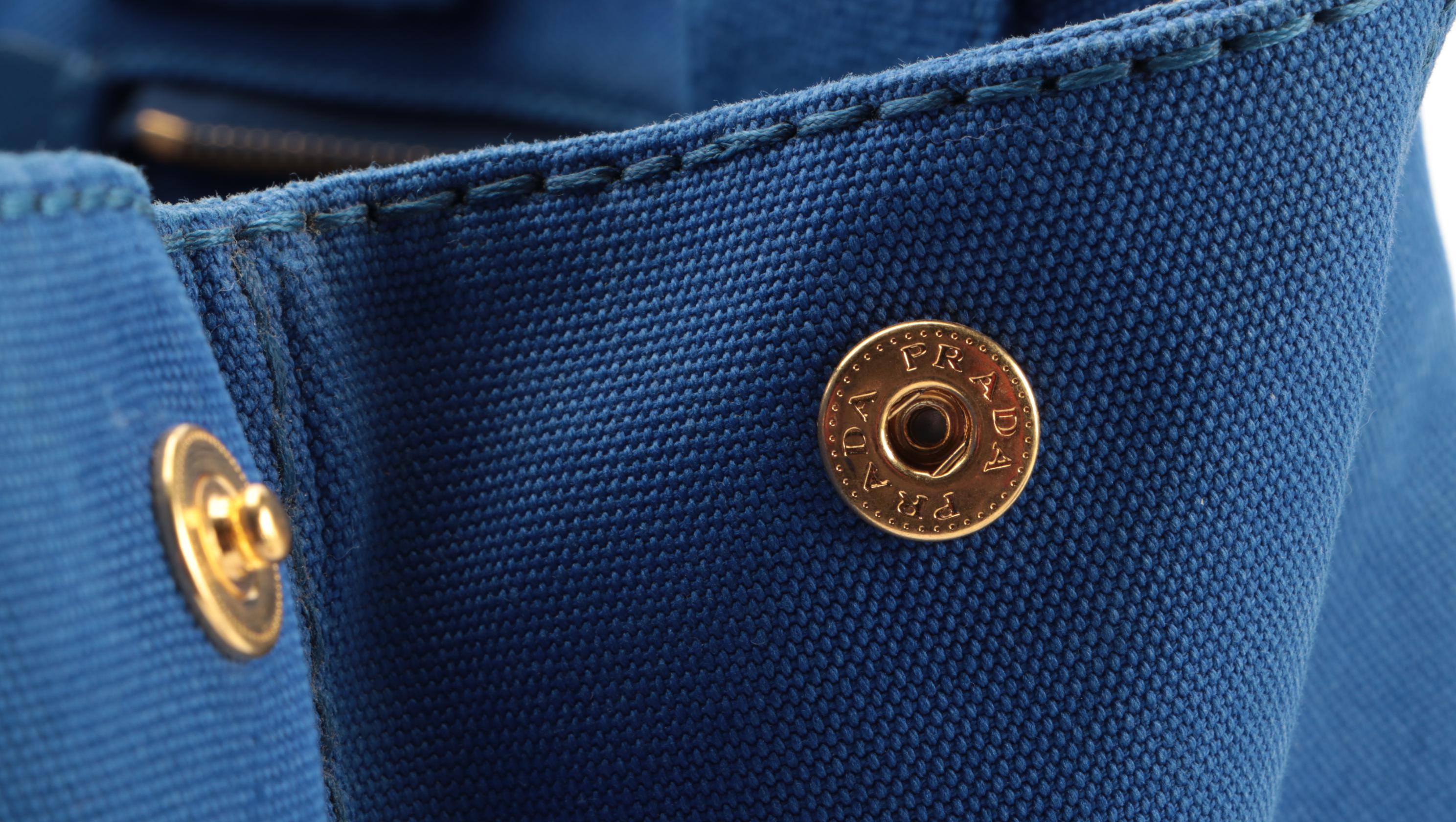 Prada Canapa Logo Large Tote Bag in Blue Canvas