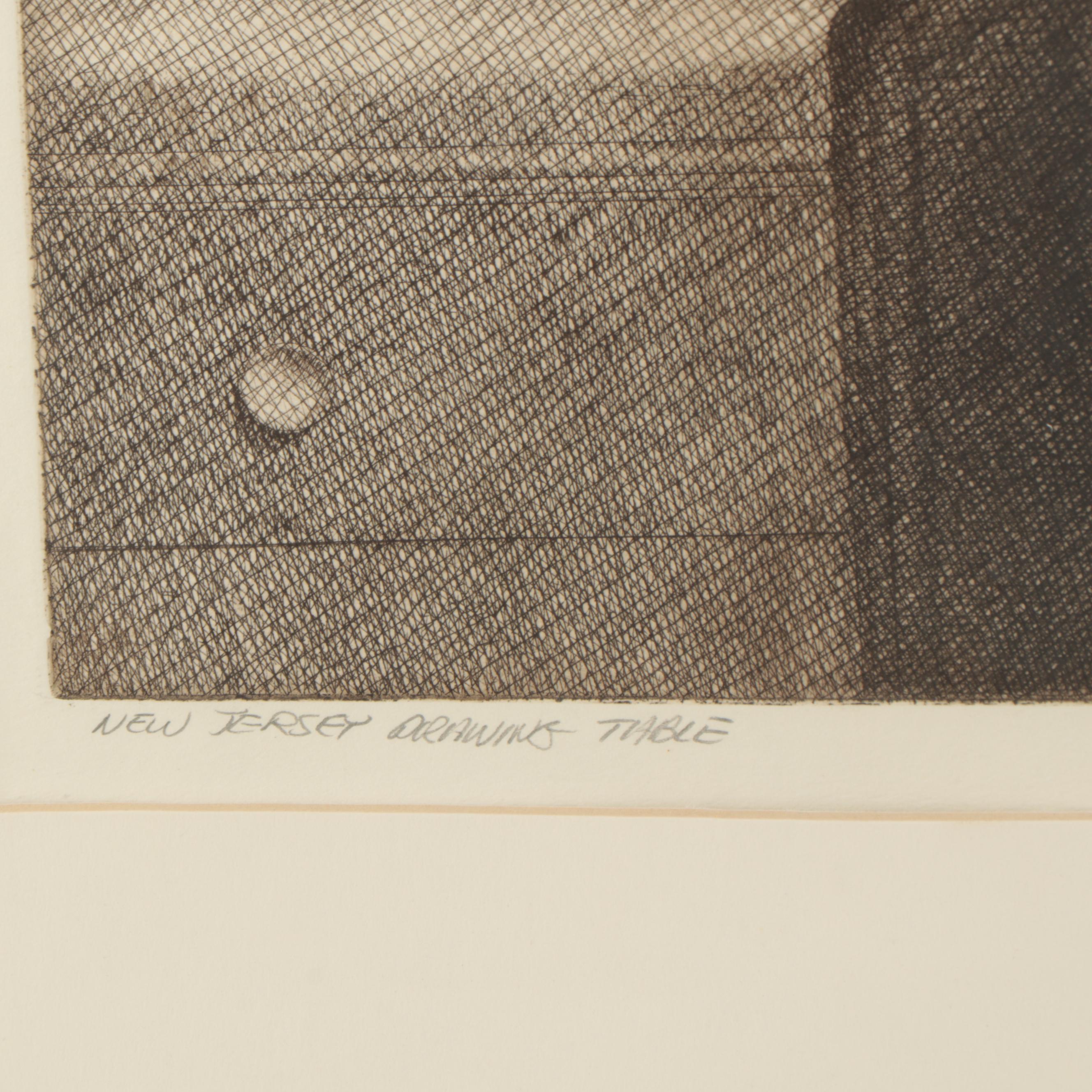 Fred Lawyer Etching "New Jersey Drawing Table," 1981