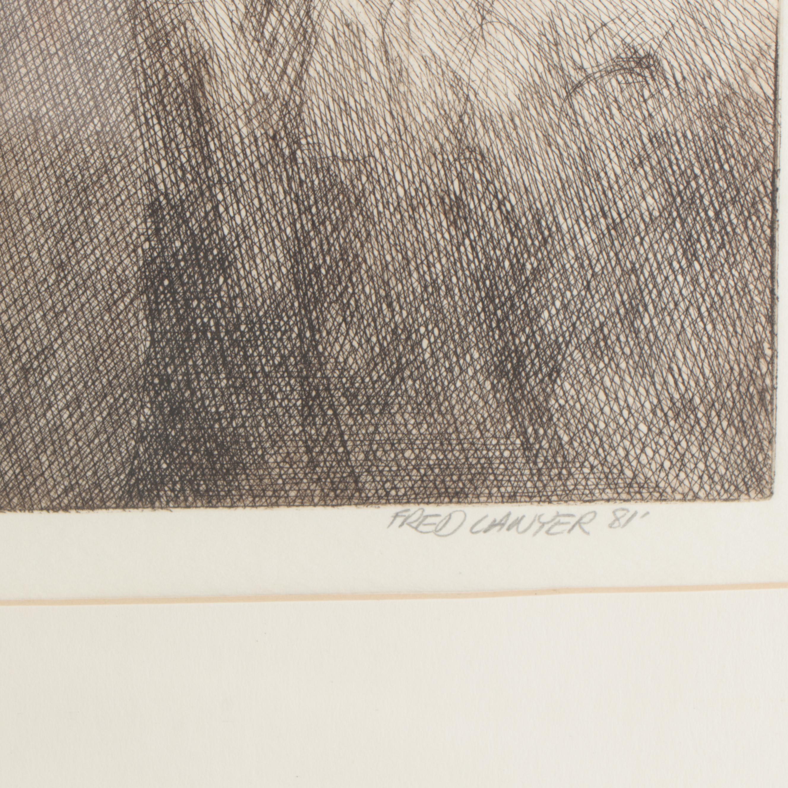 Fred Lawyer Etching "New Jersey Drawing Table," 1981