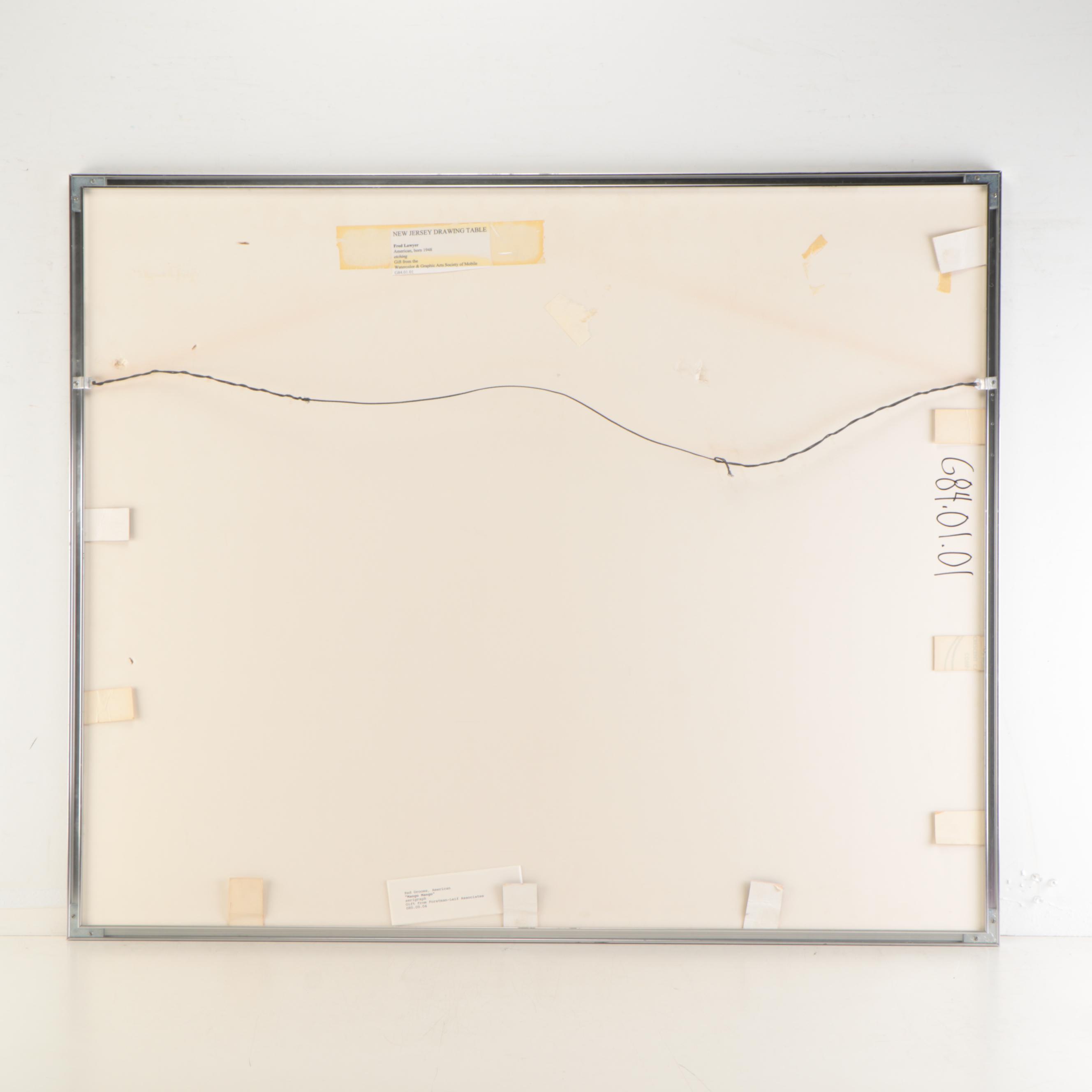 Fred Lawyer Etching "New Jersey Drawing Table," 1981