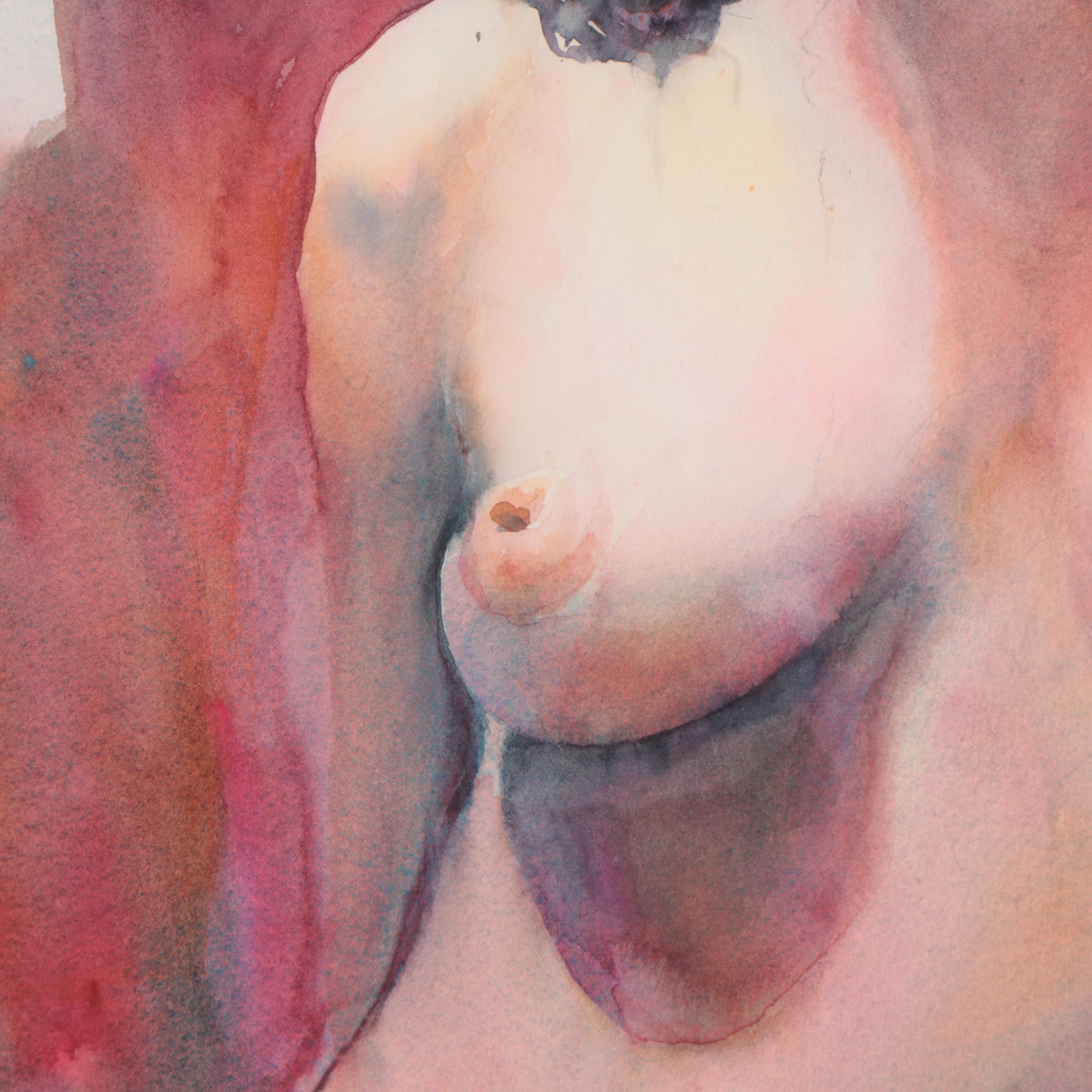 Jeri Harrison Watercolor Painting "Nude Odalisque"