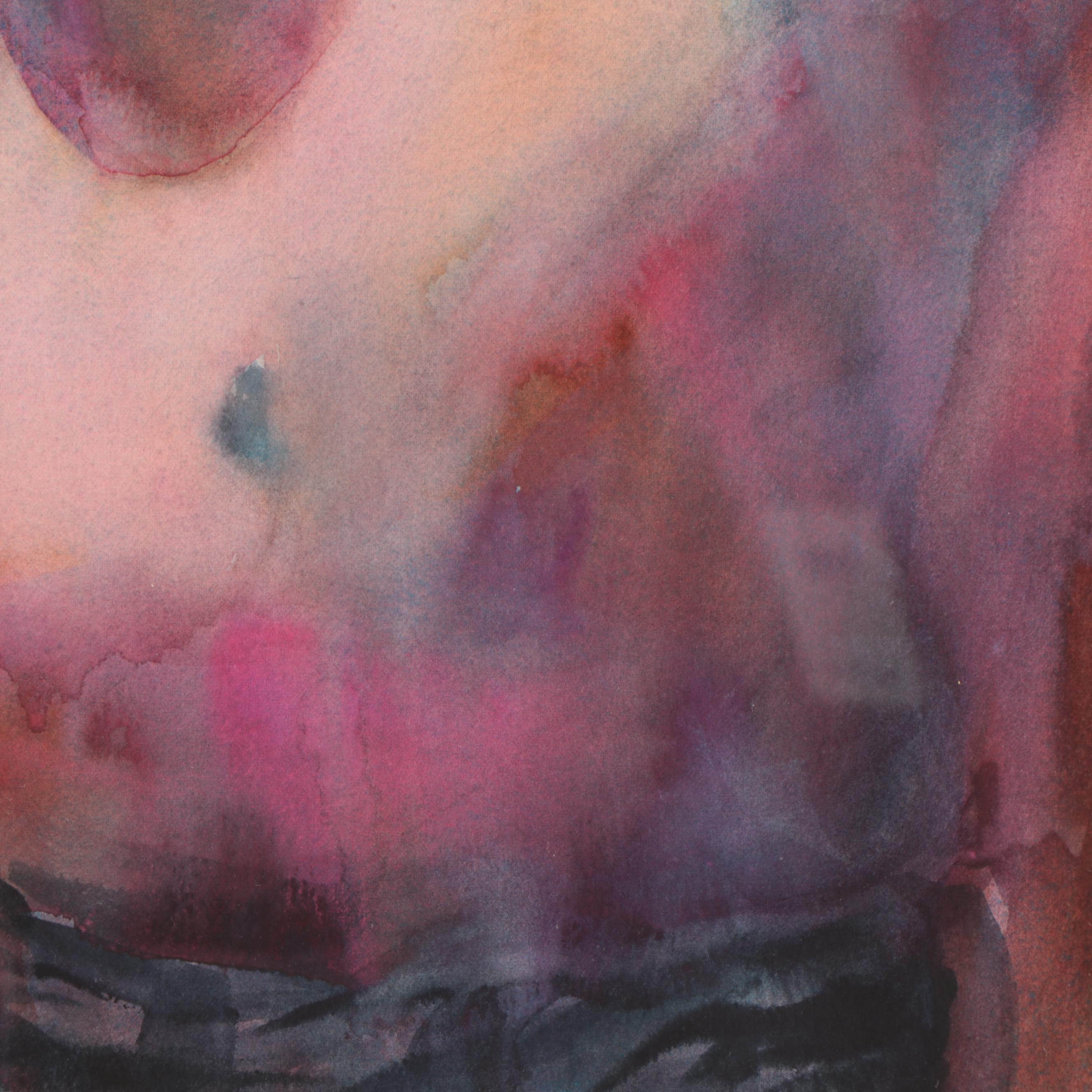 Jeri Harrison Watercolor Painting "Nude Odalisque"