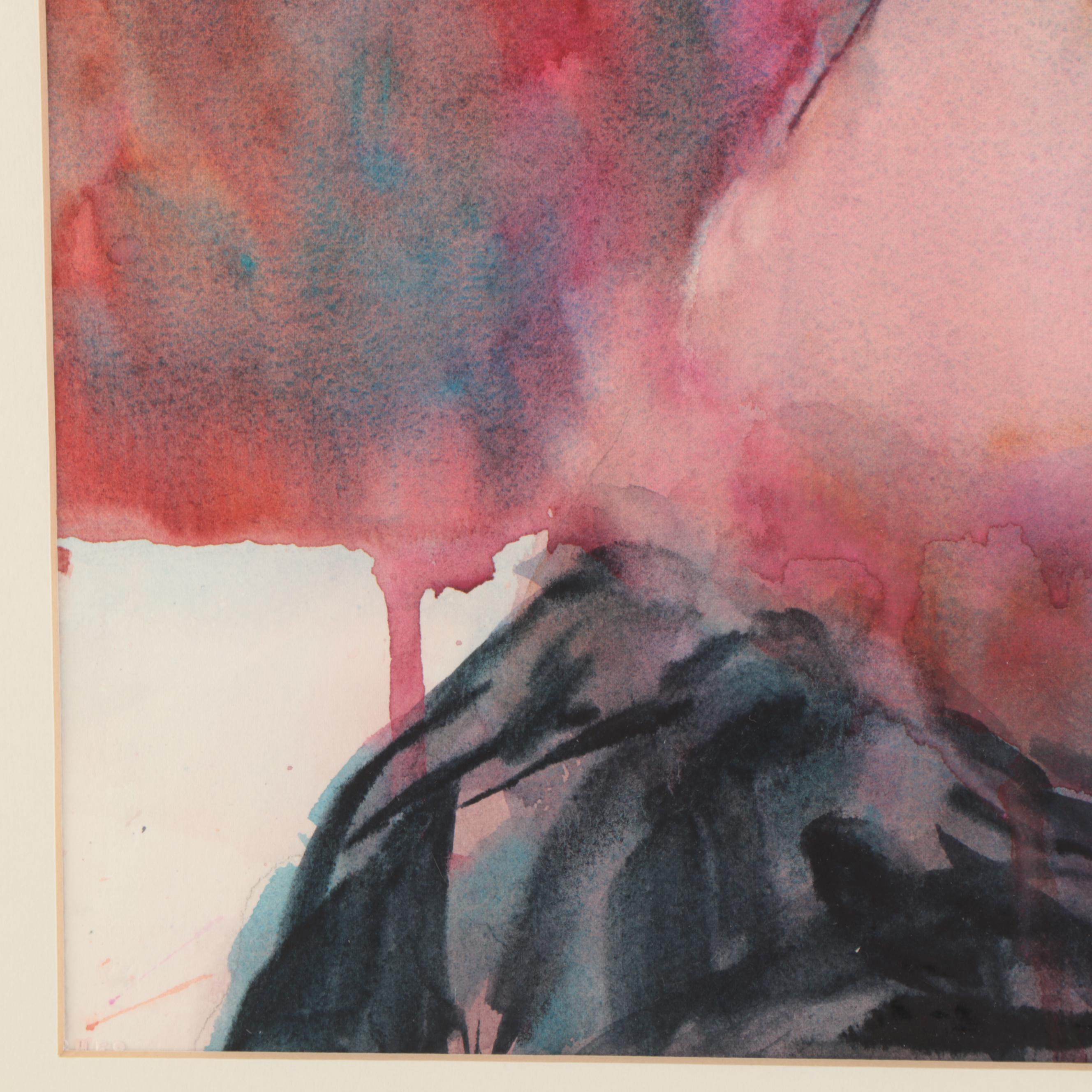 Jeri Harrison Watercolor Painting "Nude Odalisque"