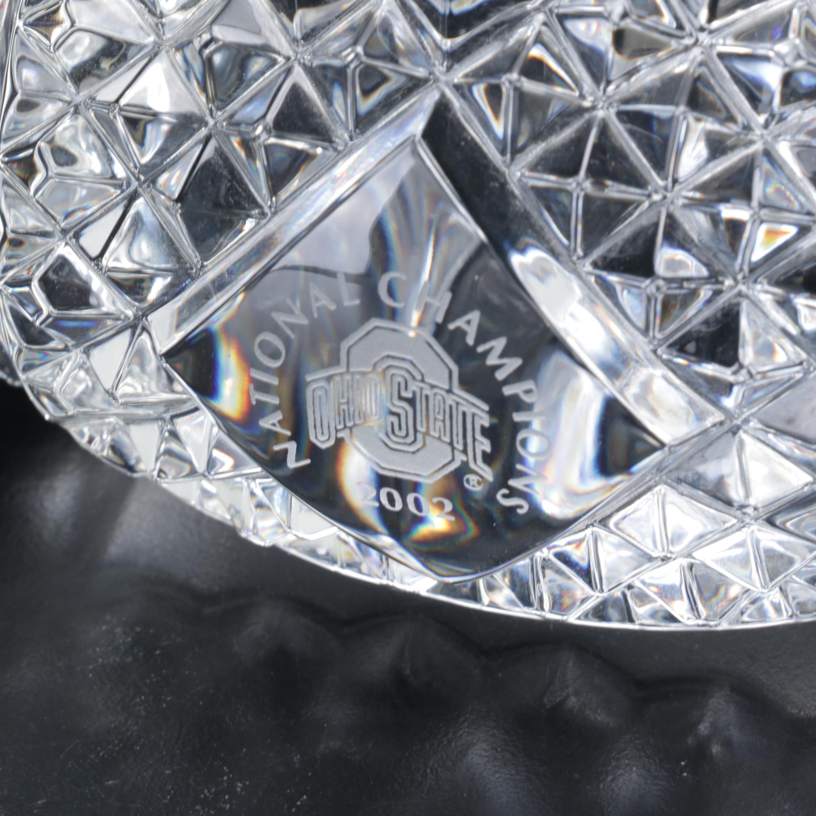 Waterford Cut Crystal Ohio State Football National Champions Paperweight, 2002