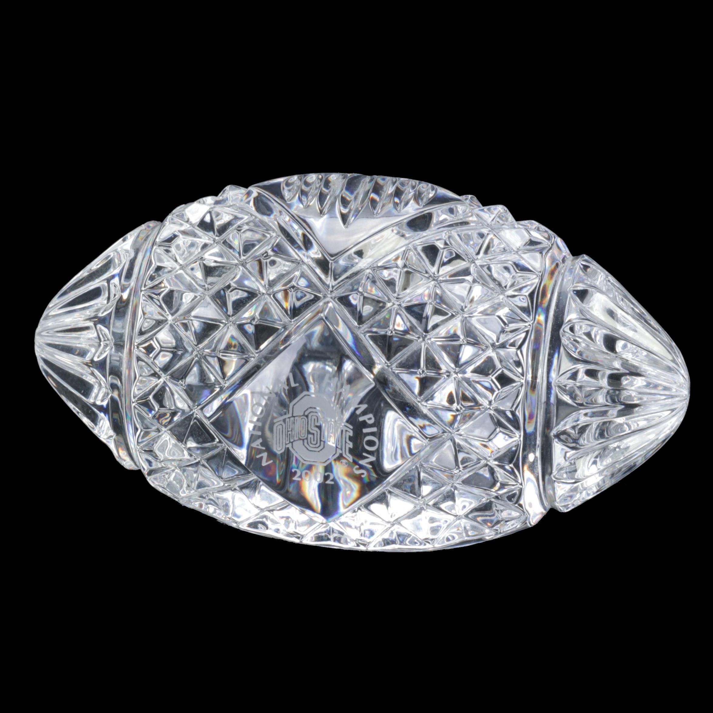 Waterford Cut Crystal Ohio State Football National Champions Paperweight, 2002