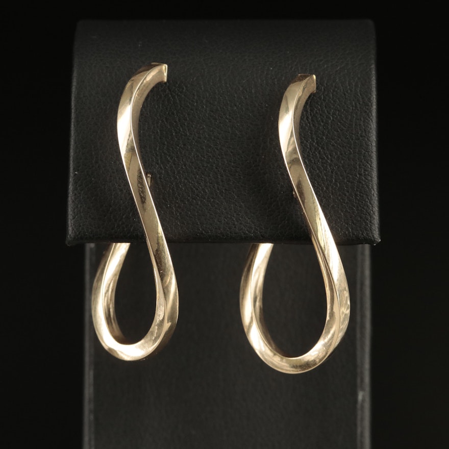 14K Abstract Hoop Earrings