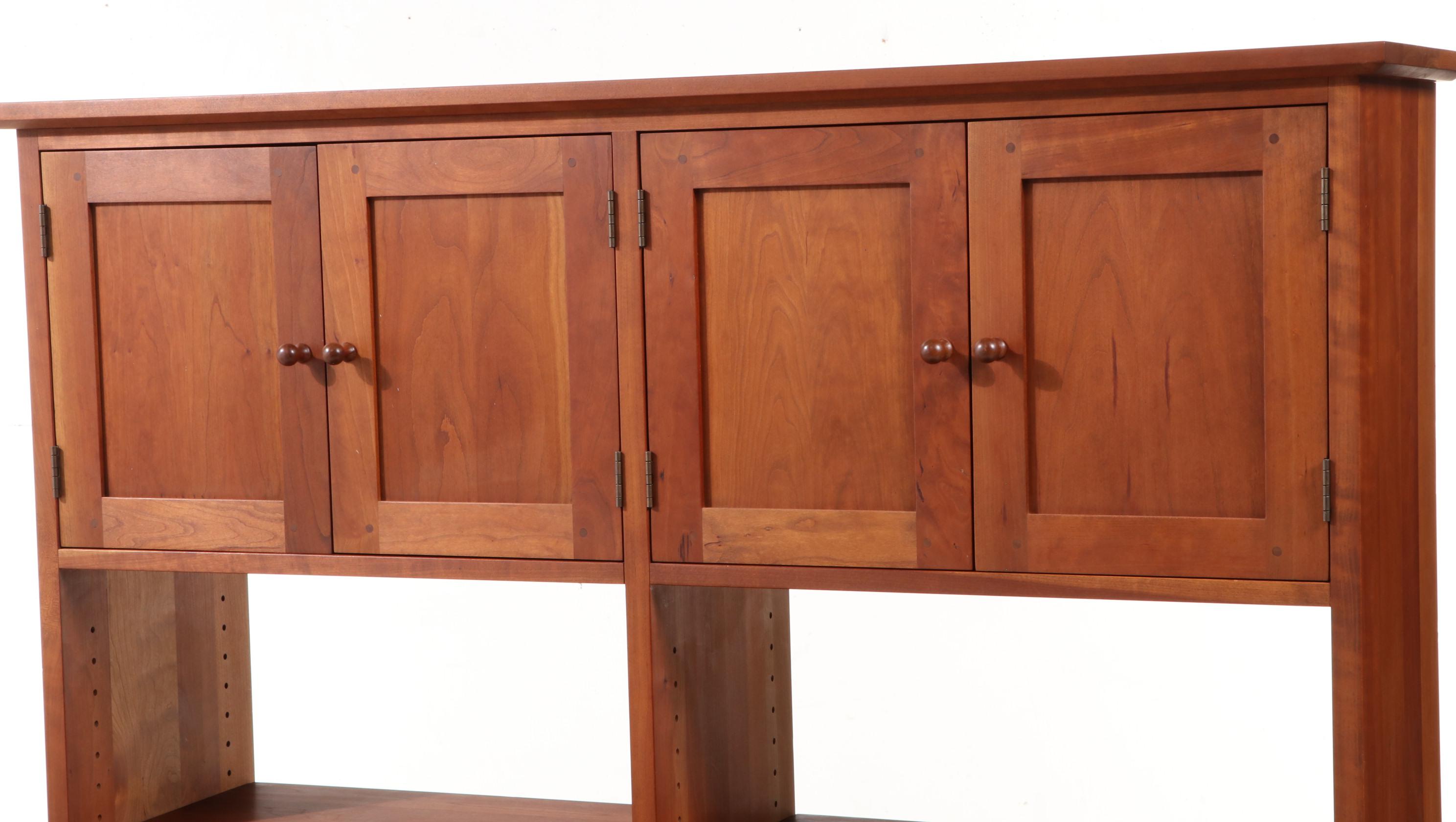 Stickley Cherry Desk with Upper Cabinet and Shelves