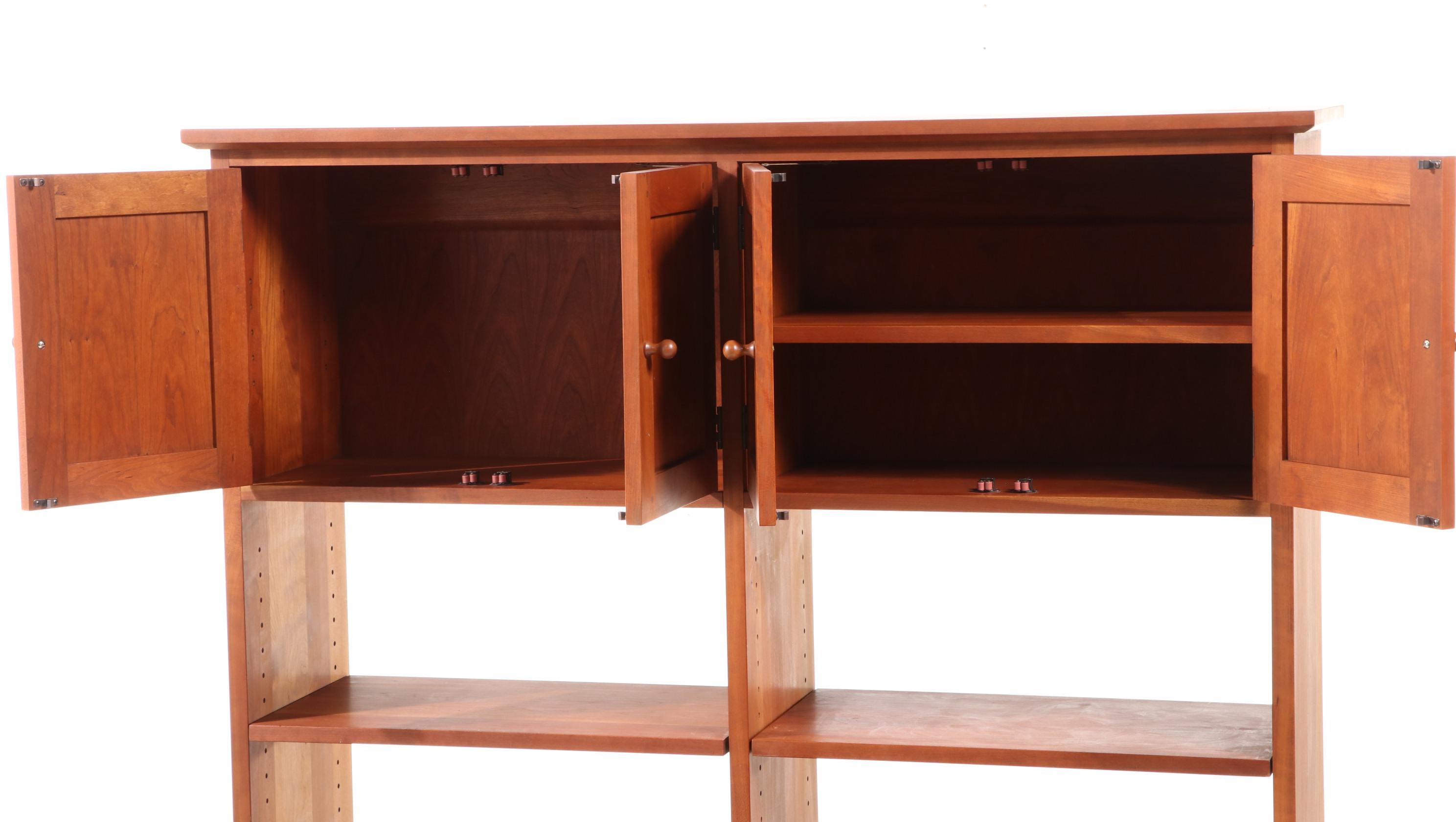 Stickley Cherry Desk with Upper Cabinet and Shelves