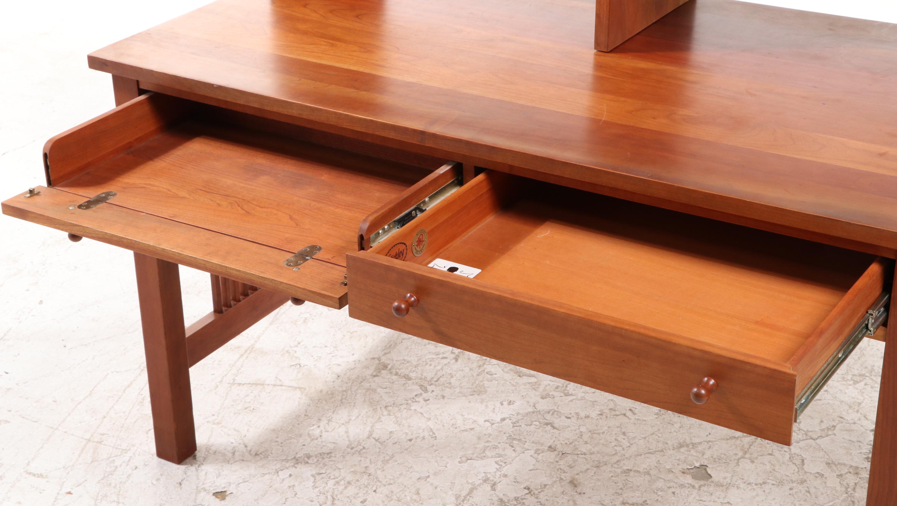 Stickley Cherry Desk with Upper Cabinet and Shelves