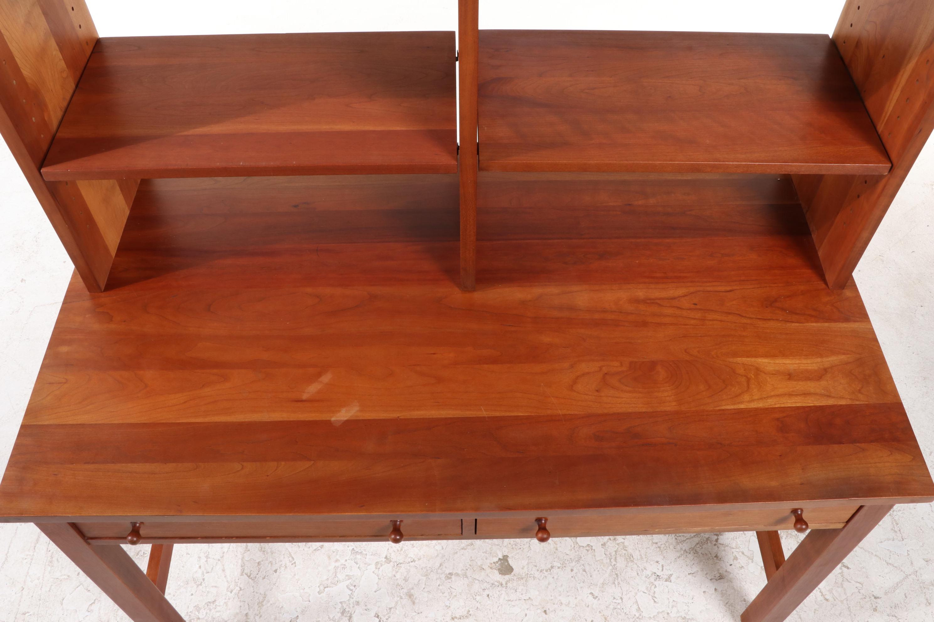 Stickley Cherry Desk with Upper Cabinet and Shelves