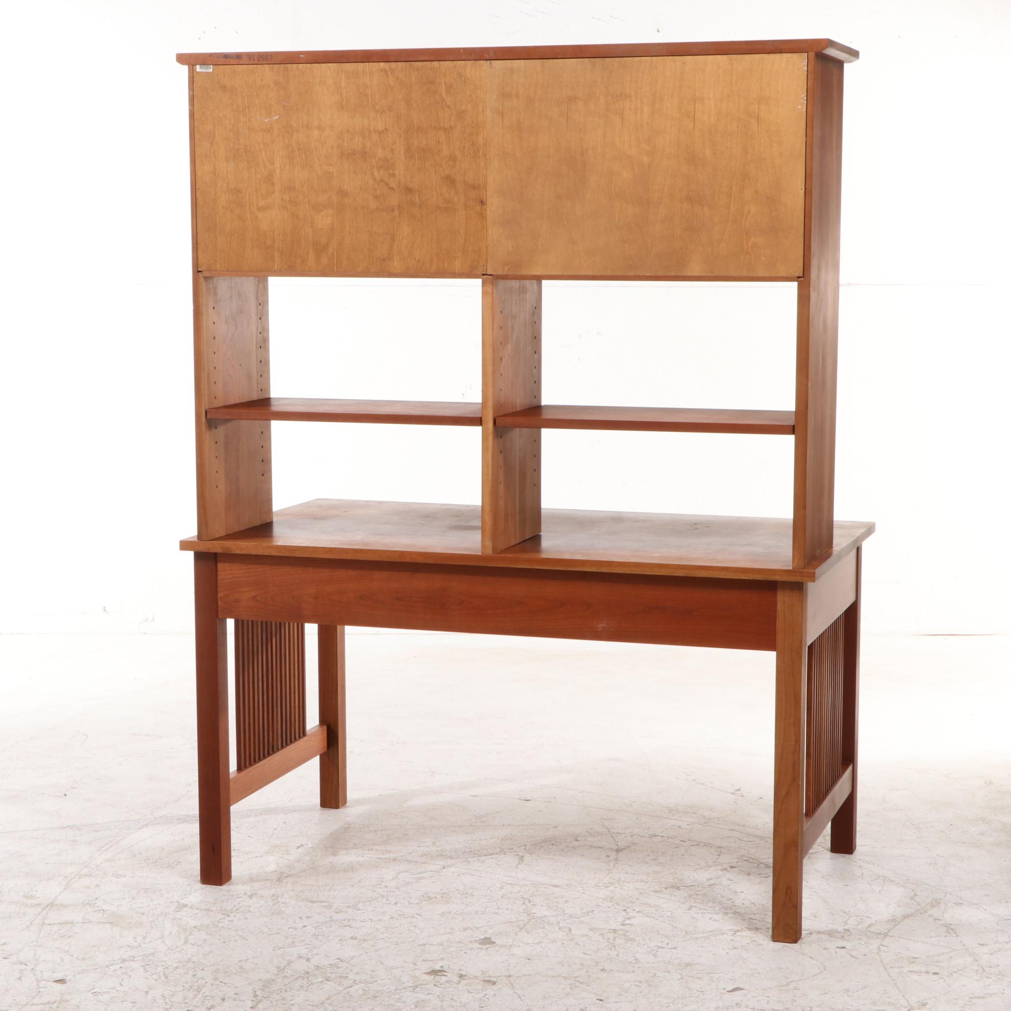 Stickley Cherry Desk with Upper Cabinet and Shelves