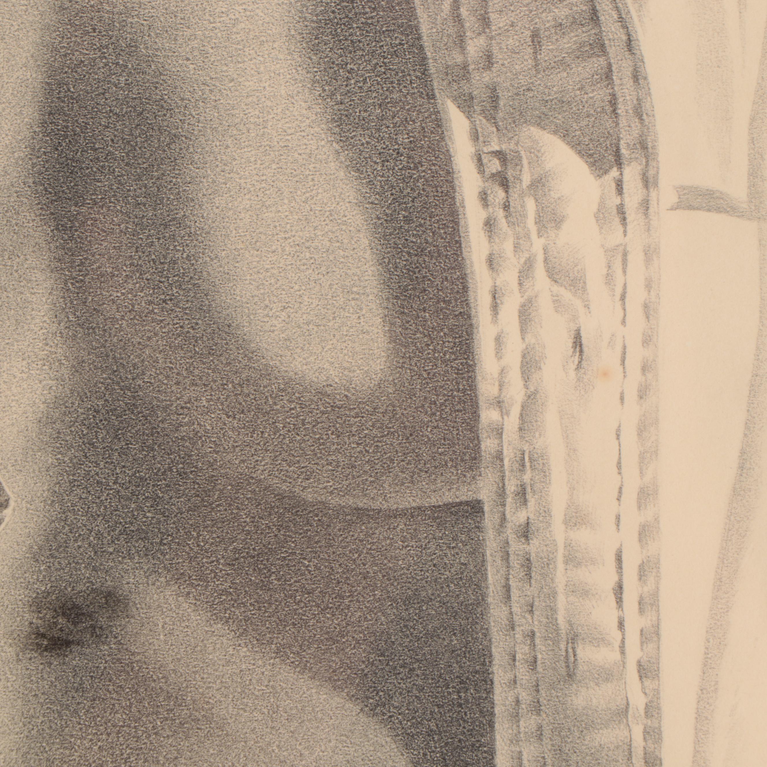 Tom Woodward Figural Graphite Drawing "Dreaming of the Texas Two-Step," 1984