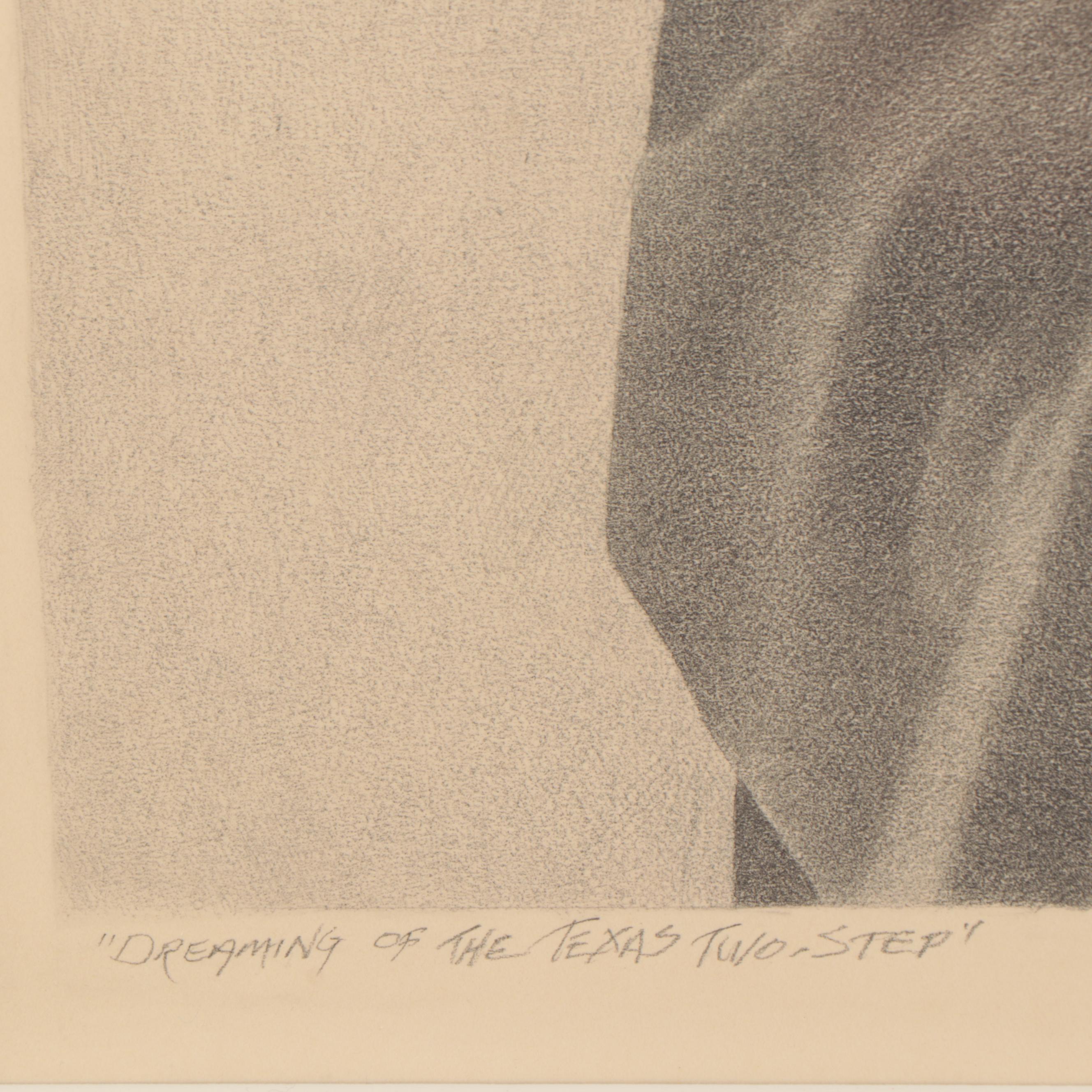 Tom Woodward Figural Graphite Drawing "Dreaming of the Texas Two-Step," 1984