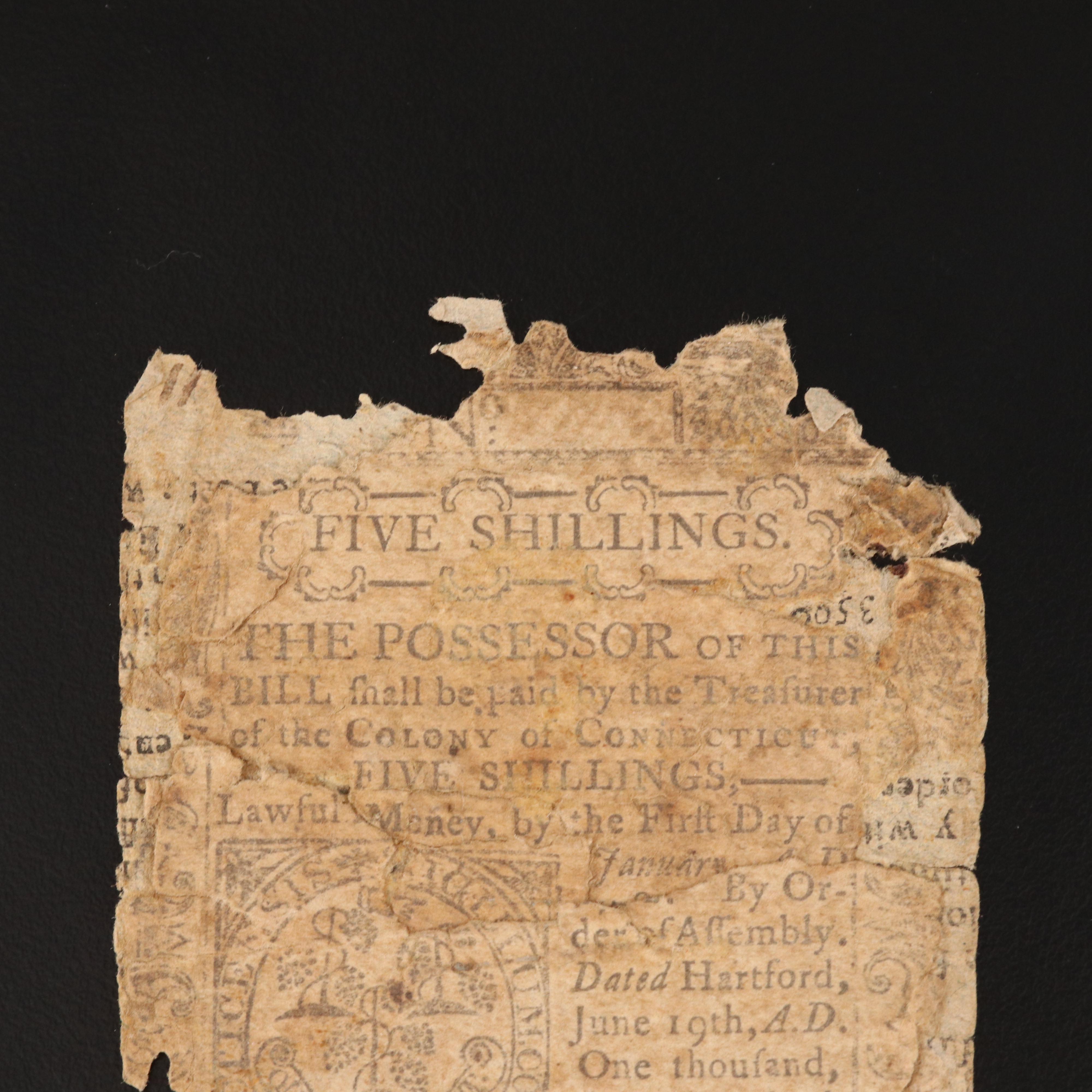 Five Shillings 1776 Colonial Currency Note