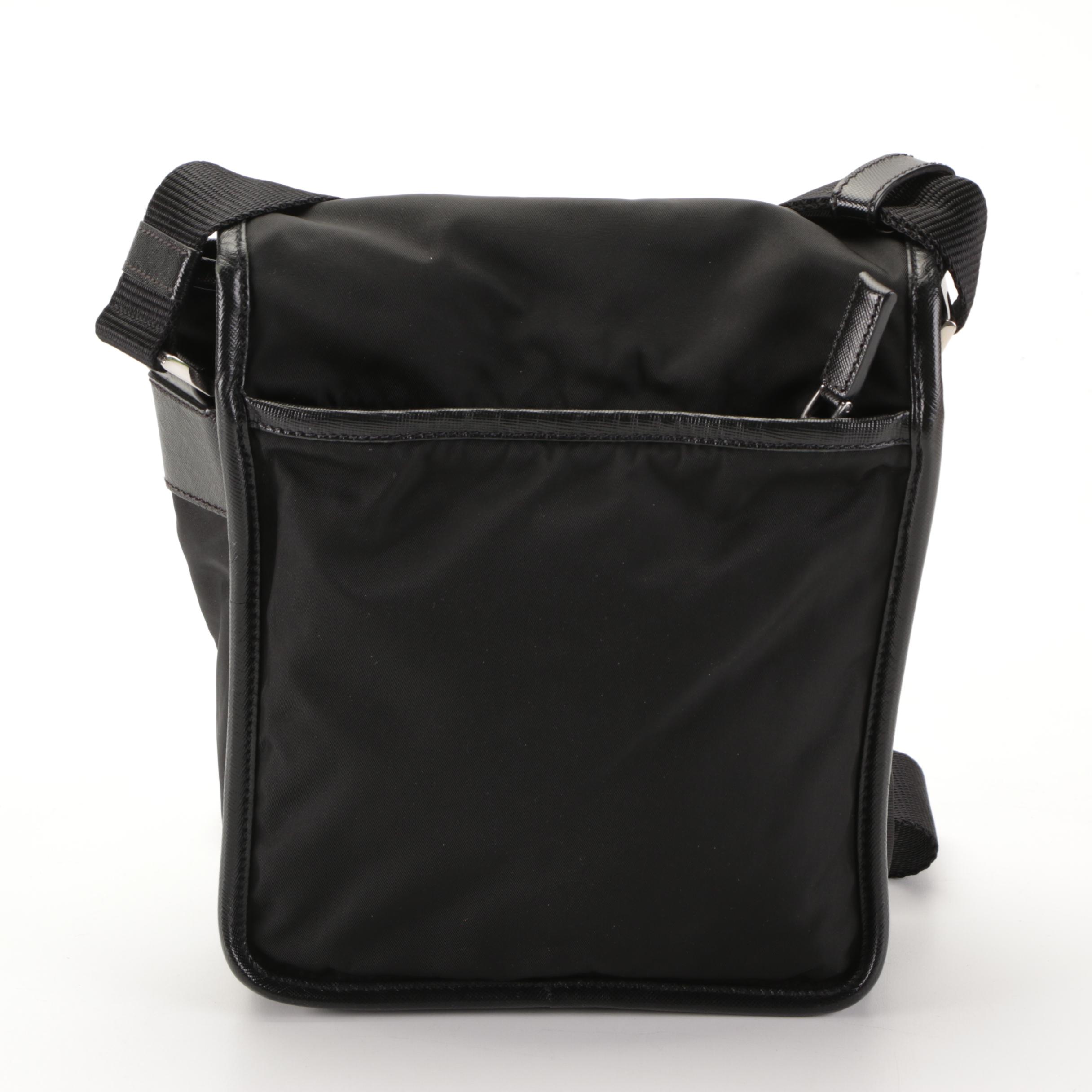 Prada Black Nylon Crossbody with Leather Trim