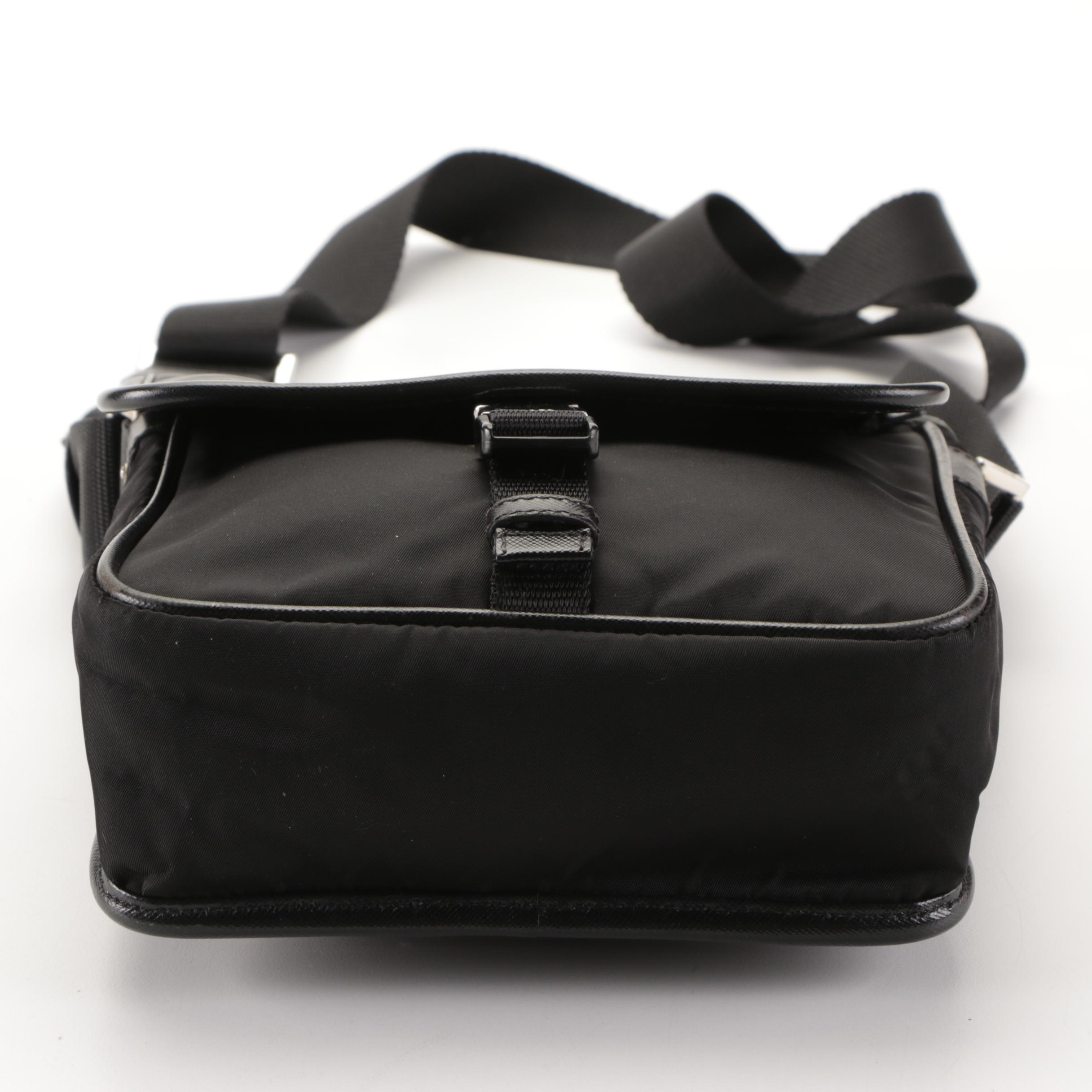 Prada Black Nylon Crossbody with Leather Trim