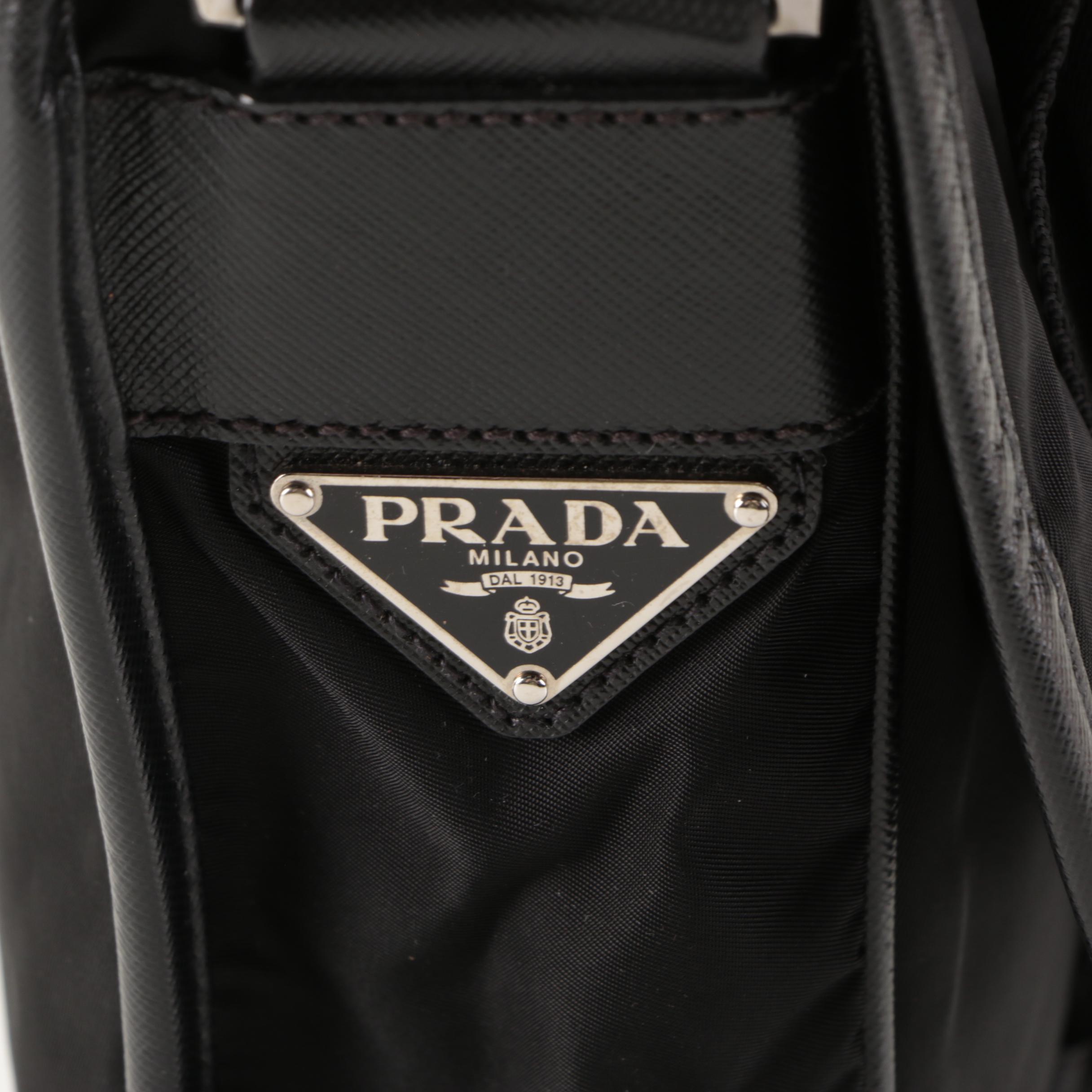 Prada Black Nylon Crossbody with Leather Trim
