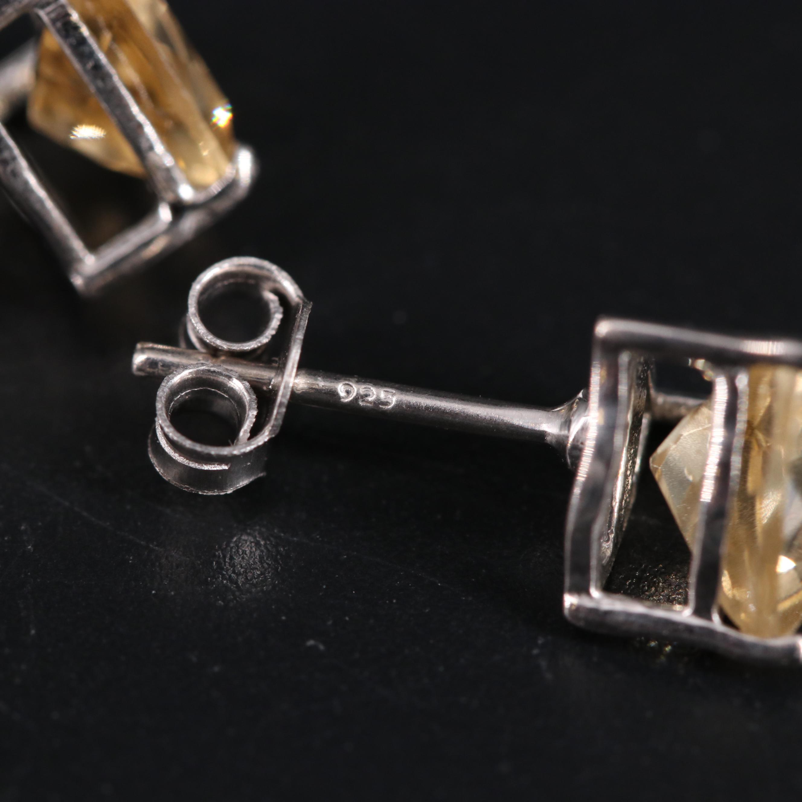 Sterling Silver Gemstone Stud Earring Duo