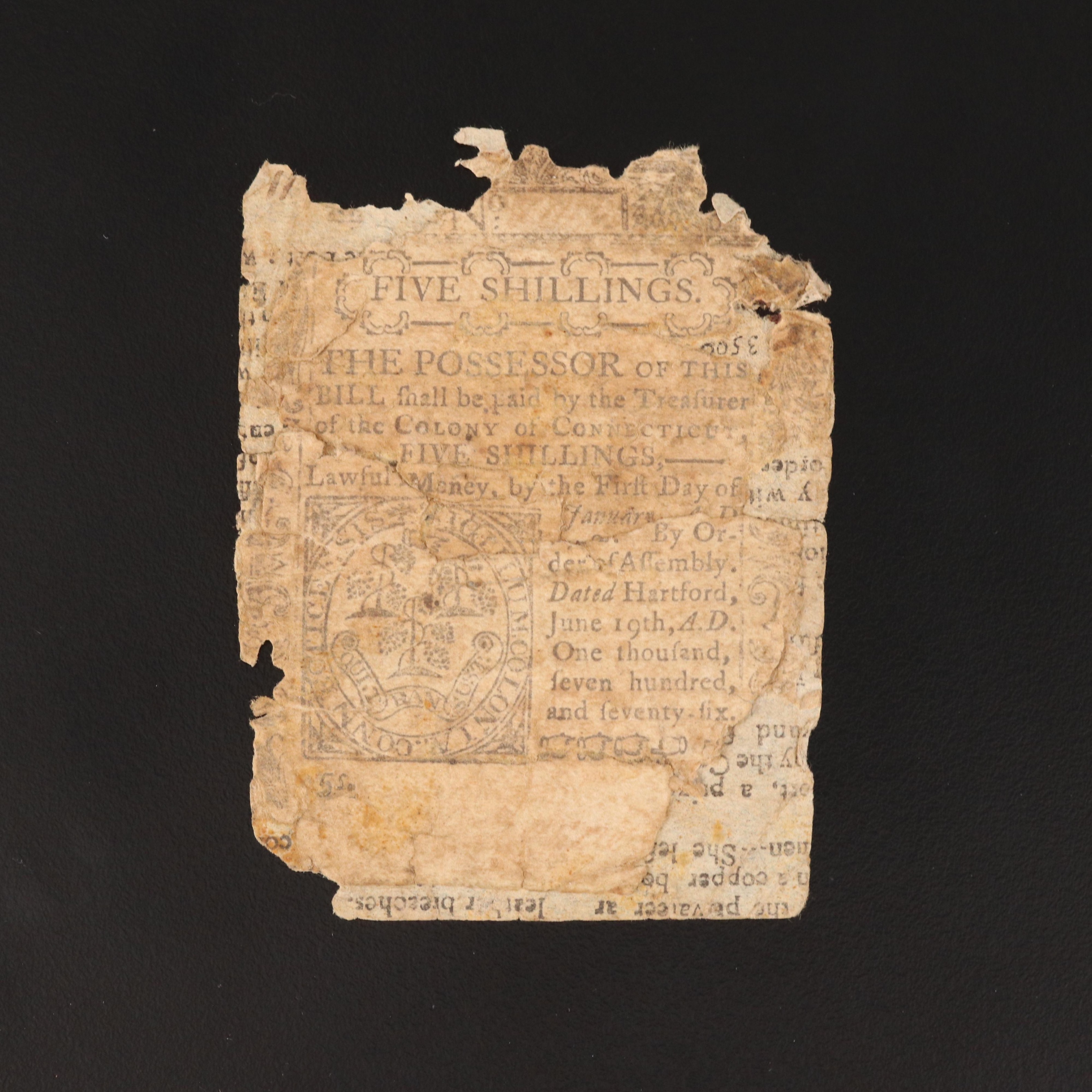 Five Shillings 1776 Colonial Currency Note